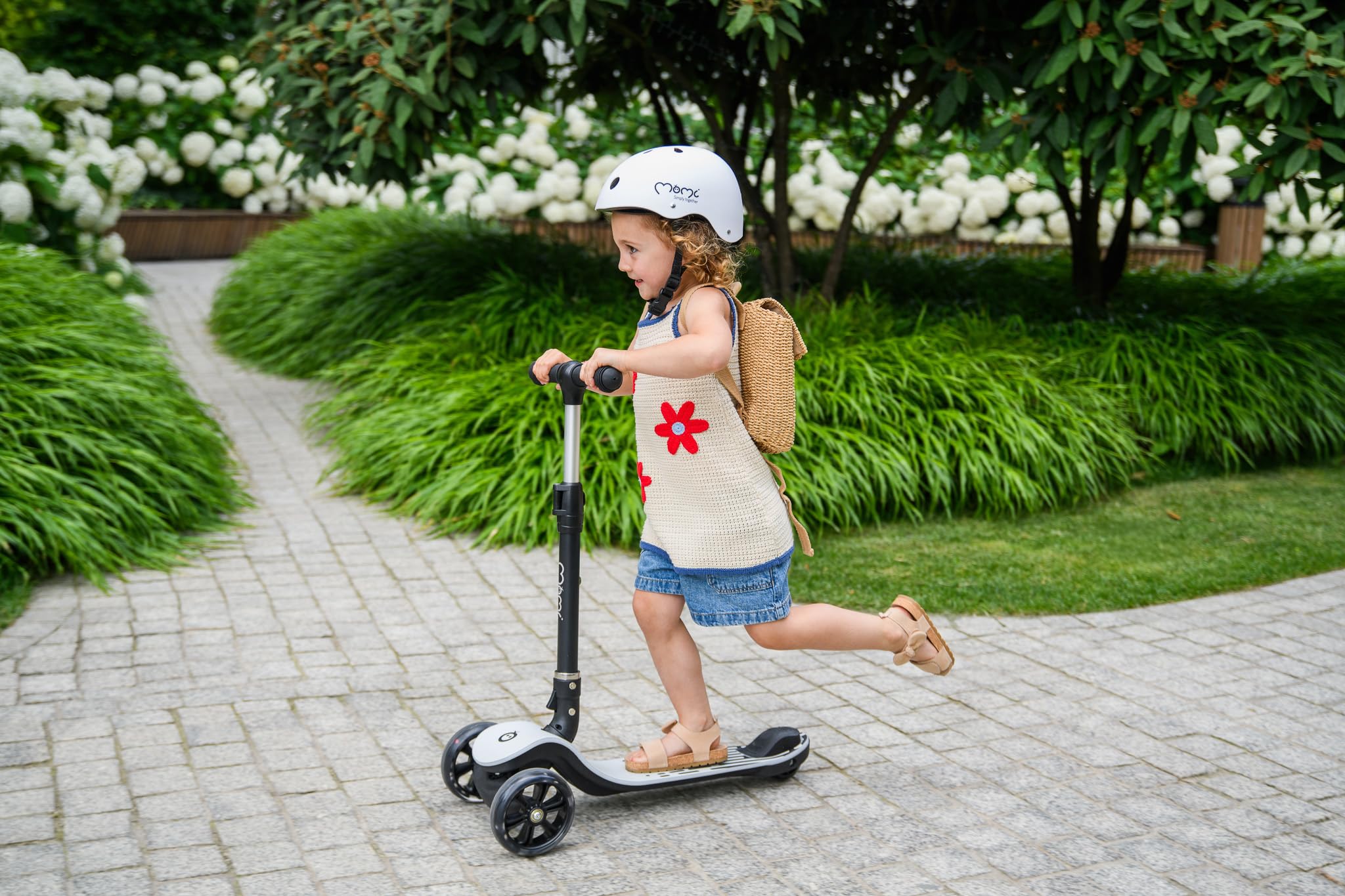 Trottinette Enfant 3 Roues MoMi SAN 2 en 1, Guidon réglable (60/66/72 cm), Pliable, Roues LED avec roulements ABEC-7, Frein à Pied, légère (2,7 kg)