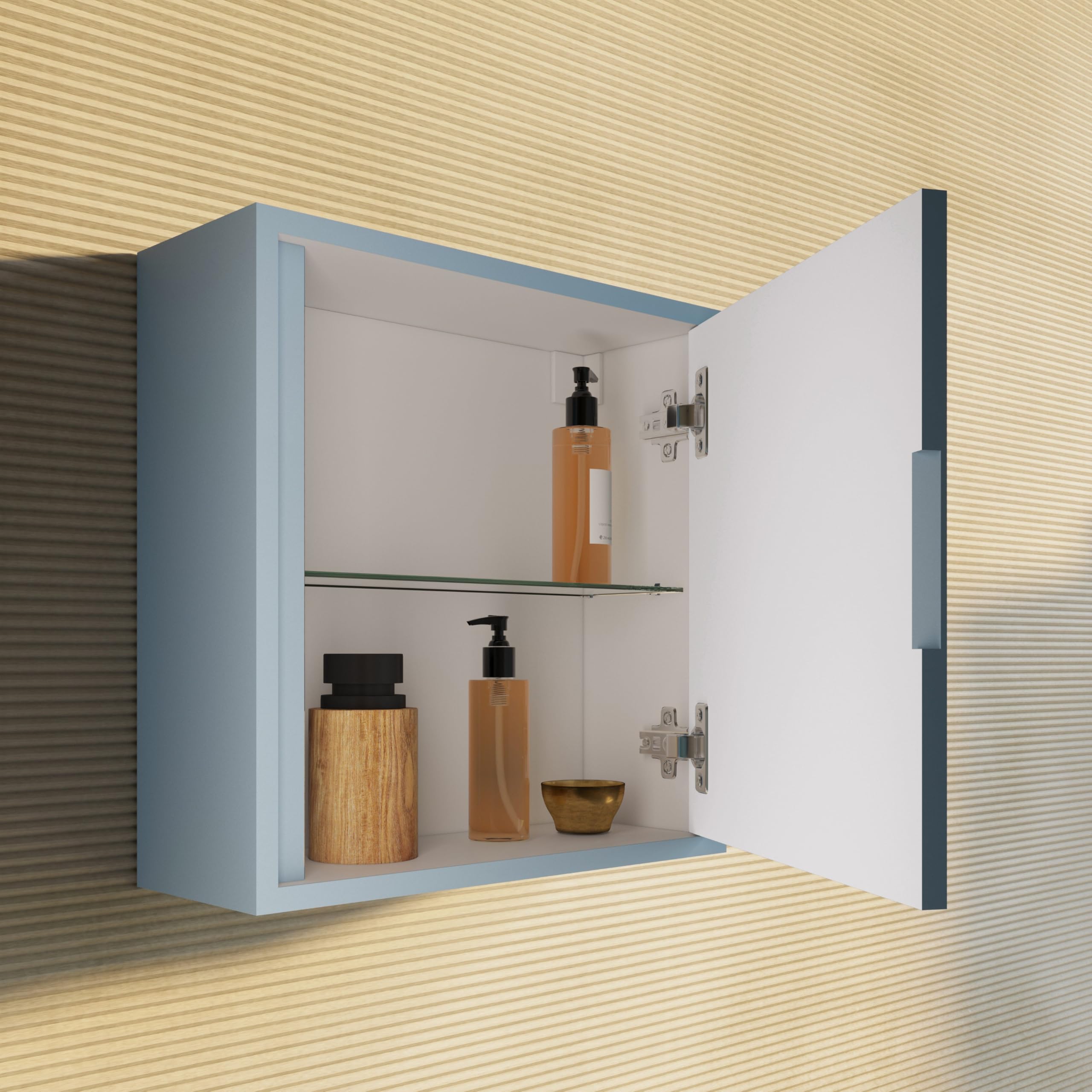 Kiamami Valentina - Pensile Cubo Sospeso Per Bagno 39Cm Con Anta Celeste Opaco | Monaco