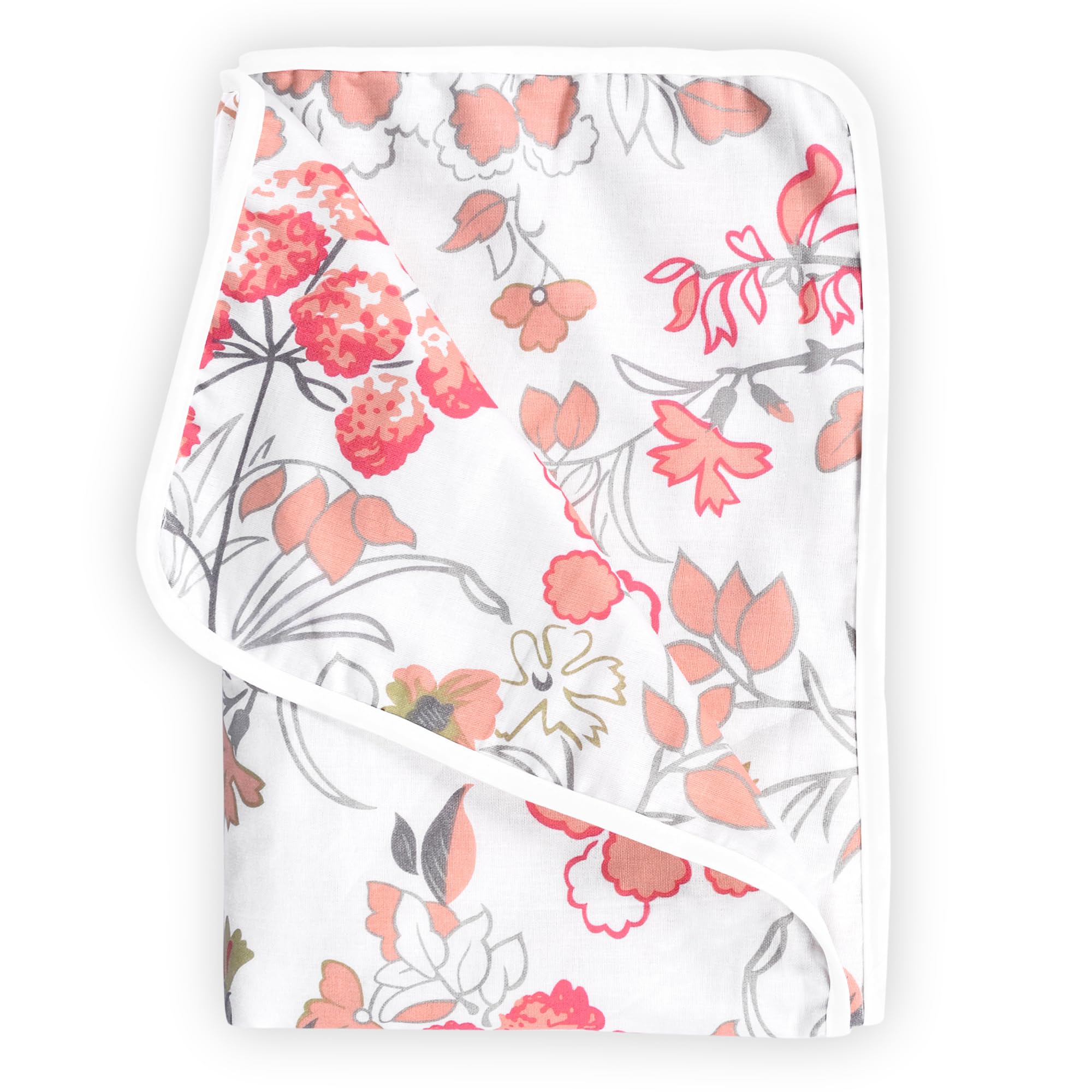 Divine Casa Floret 100% Cotton Single Kids Dohar | 120 GSM | Soft & Lightweight Throw Blanket | Cozy & Breathable Bedding | All-Season Comfort | 140 x 100 CM, Floral Blush-image-10