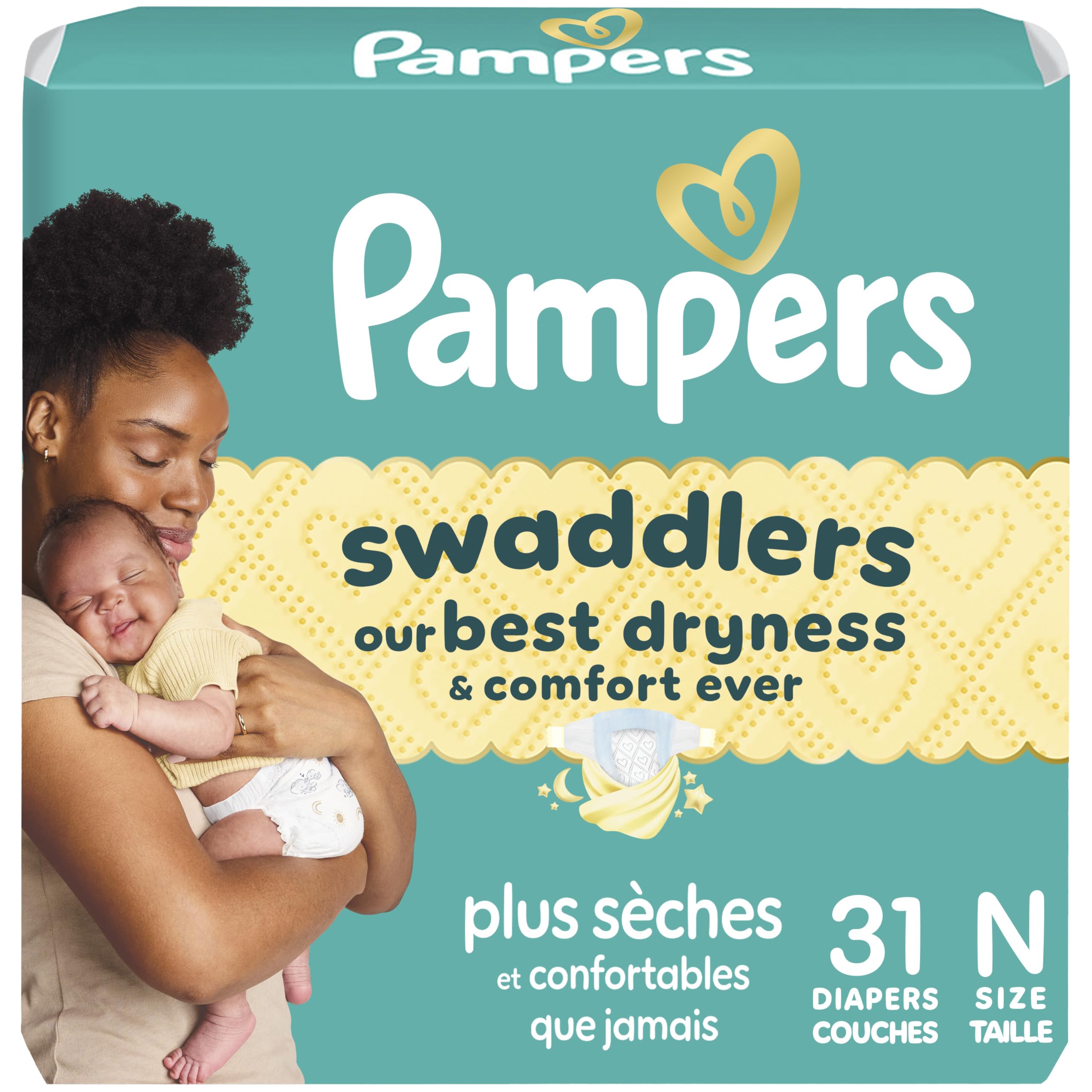 Swaddlers Newborn Diapers, Size Newborn (up to 10 lbs), 31 Count, Fragrance Free, Hypoall…