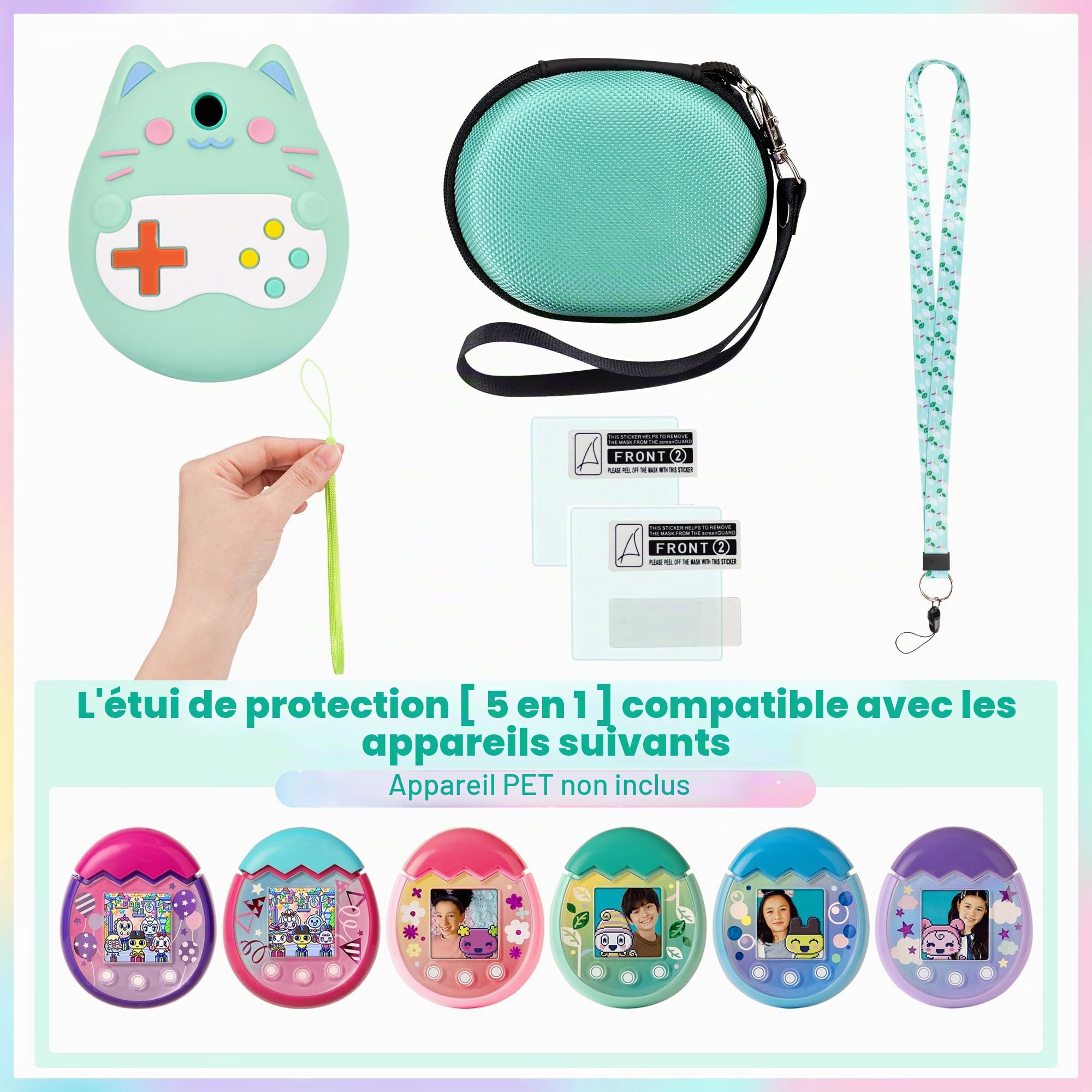 Housse en silicone et étui rigide Meetikar pour Tamagotchi Pix Protection d'écran et accessoire