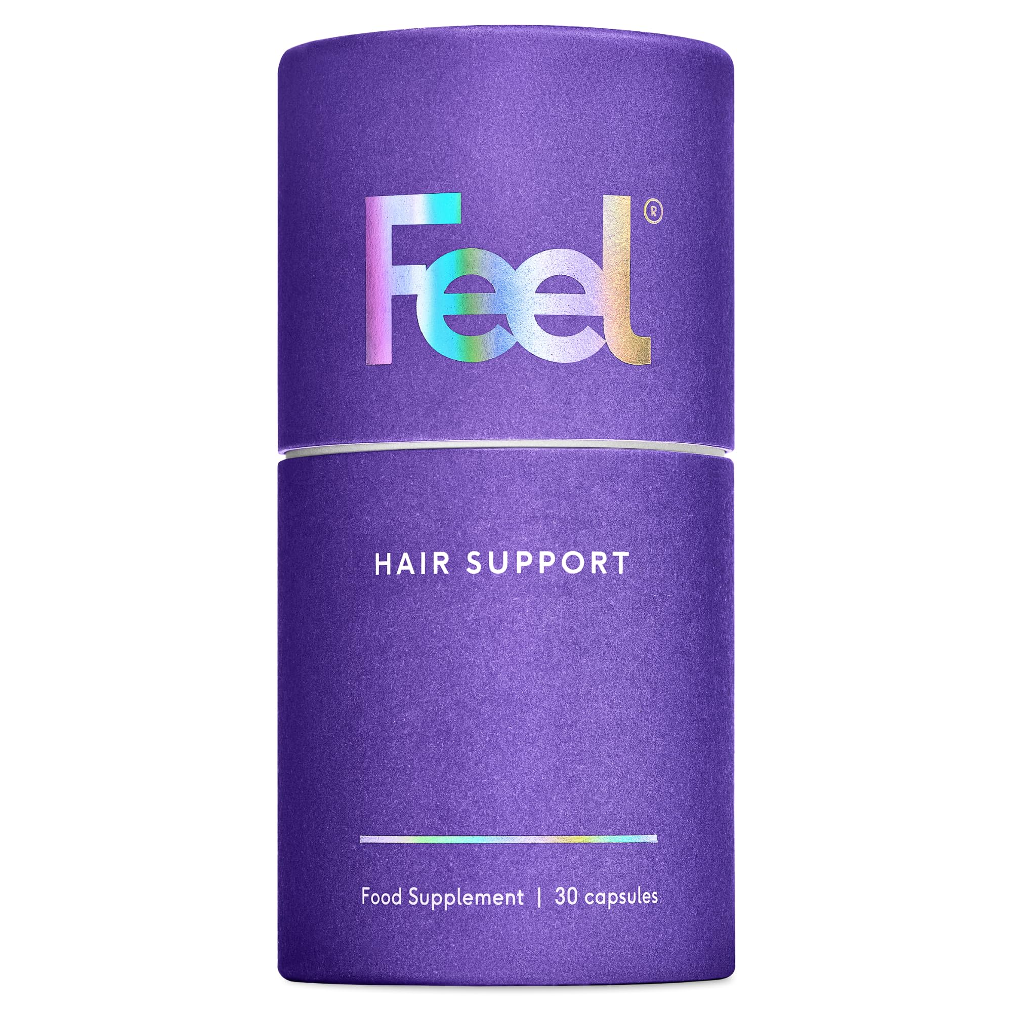Feel Hair Support - Hair Growth Supplement - Natural Support for Thinning Hair with Keranat and Biotin - Strengthens Follicles, Boosts Shine and Volume - 100% Halal, Vegan - 30 Capsules