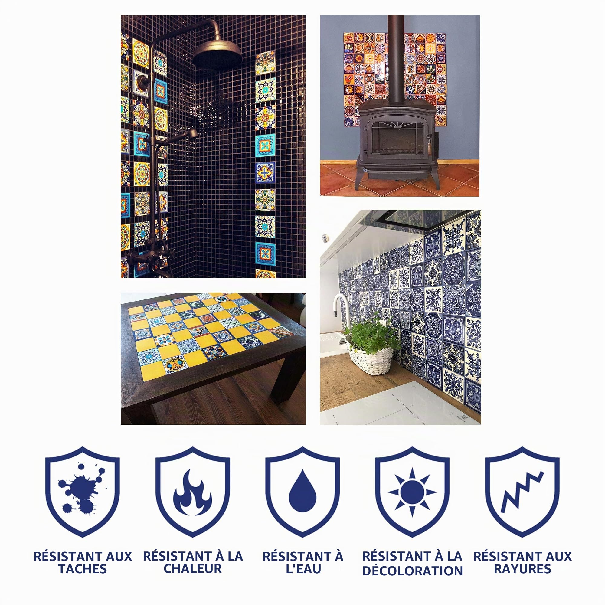 Cerames Carrelage en céramique Mexicaine Colorido - 30 carrelage mural mexicains décoratifs pour la salle de bain, la cuisine, la douche | Carreaux de mosaïque en céramique 10,5x10,5 cm
