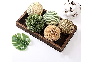 6pcs 3.5inch Woven Wicker Rattan Balls Decorative Ball Twig Orbs Green Orbs...