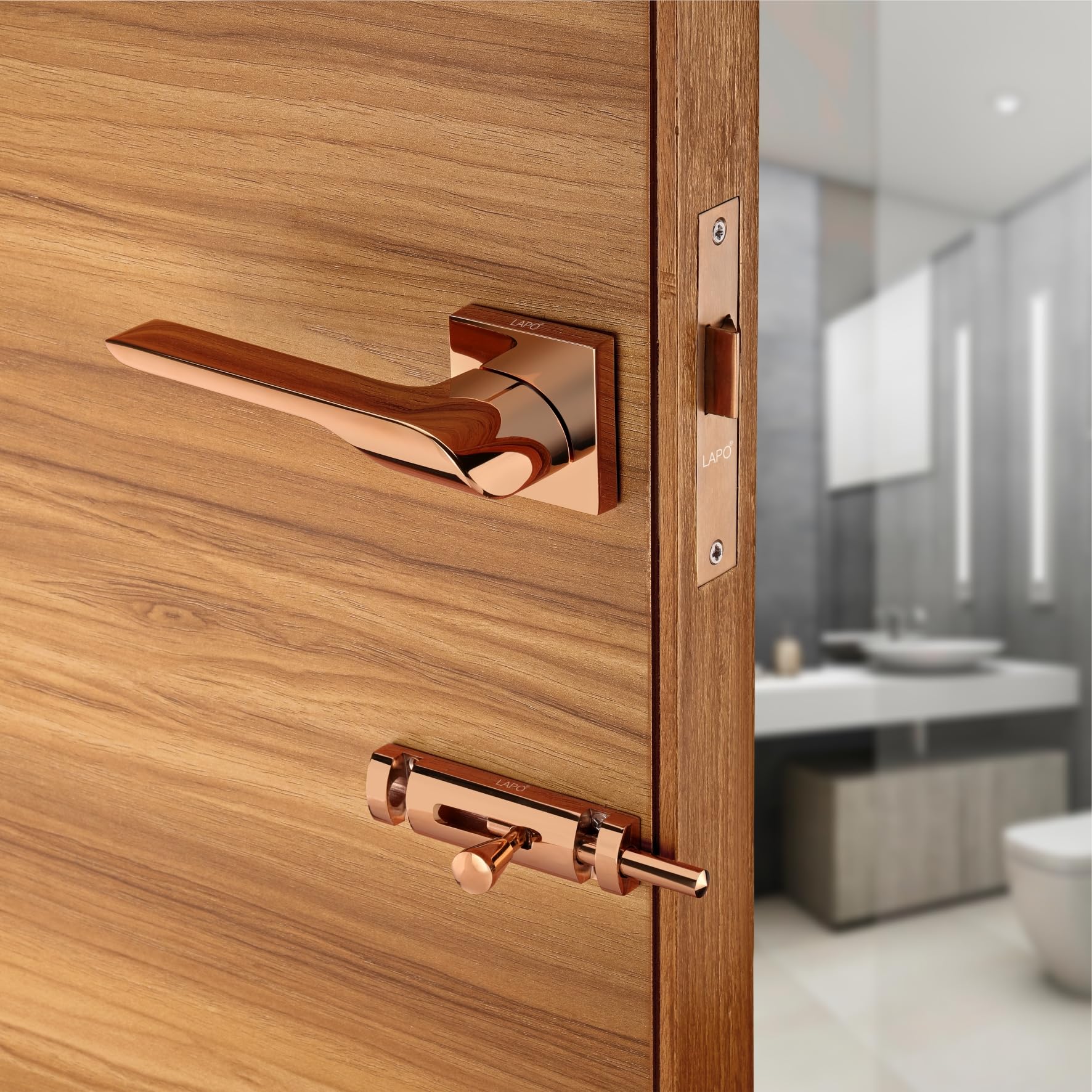 LAPO Full Brass Mortise Door Lock Handles Set for Bathroom, Balcony and Storeroom Door, Weatherproof Door Lock with Brass Baby Latch | PVD Rose Gold Finish | 3 Years Warranty Ro-02 (B0BGH3WC5P) Amazon Price History, Amazon Price Tracker