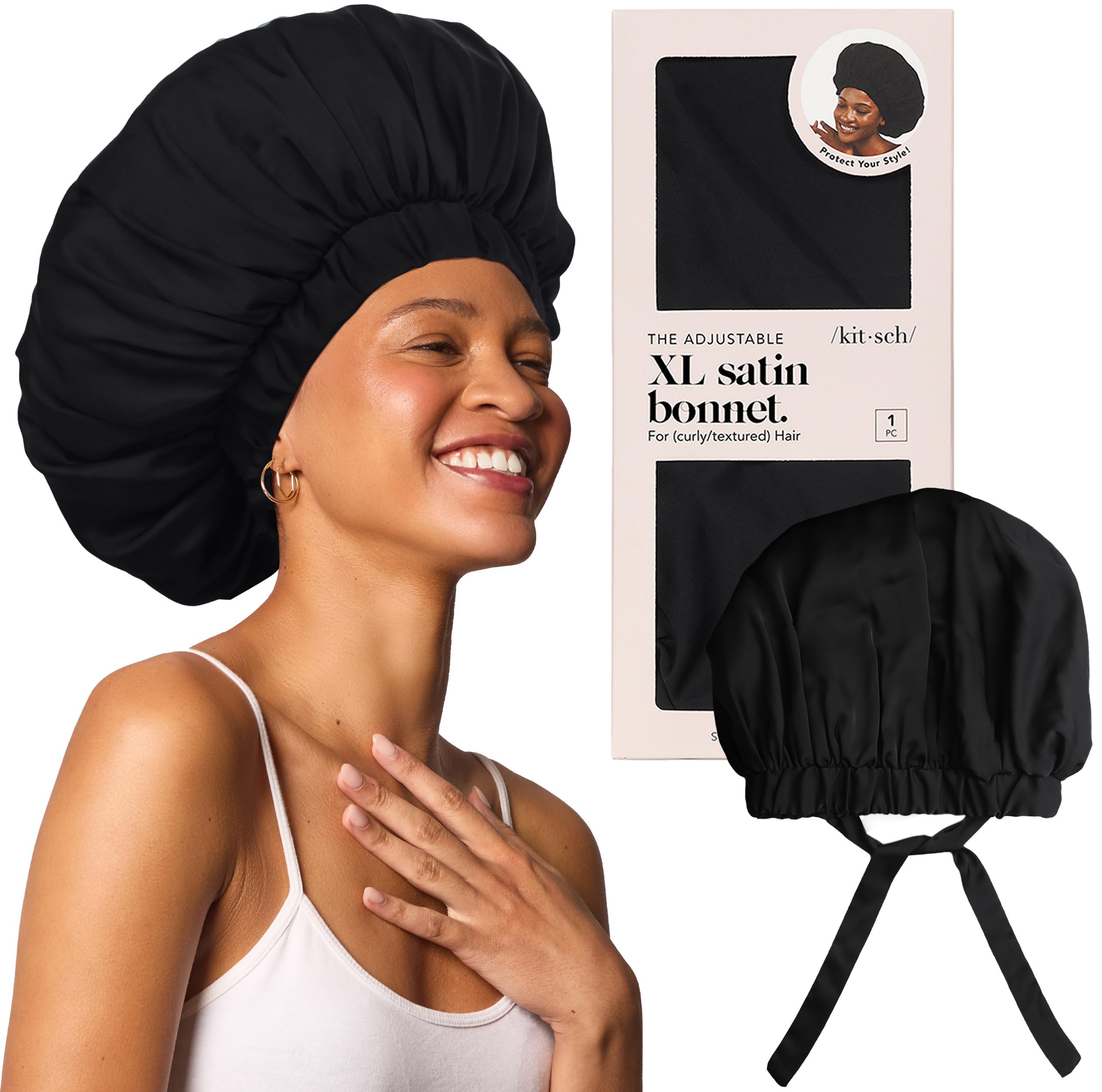 Kitsch Sleep Scarf Bonnet Cap for Women, Lightweight Head Wrap, Softer Than Silk Hair Wrap for Sleeping, Satin Bandanna Scarf
