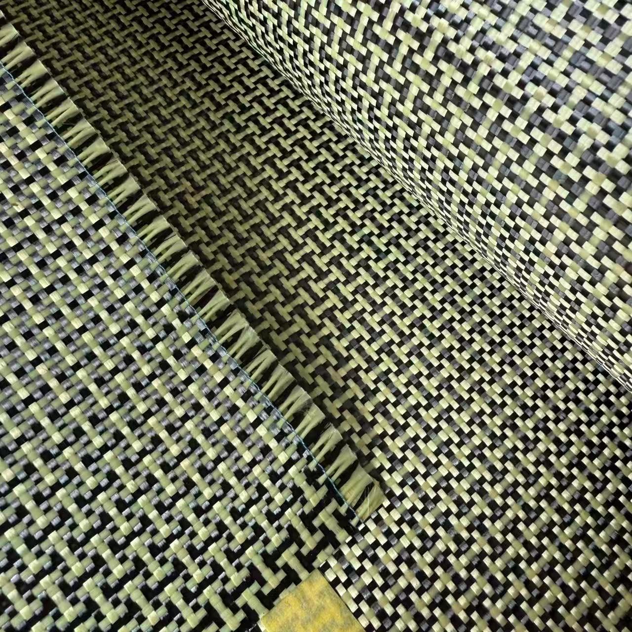 Carbon Kevlar Fabric, 3K 210GSM Twill Weave, Black Yellow Mixed Textile, I-Shaped Pattern, 40 Inch Width, 0.3mm Thickness, High Strength Carbon Fiber (Yellow, 20in x 40in)