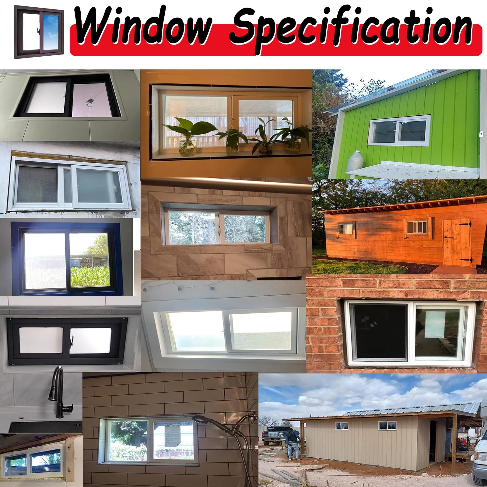 Ventana corrediza horizontal de aluminio blanco de 25 x 18 pulgadas para cobertizos, gallineros, sótanos, eficiencia energética, fácil instalación