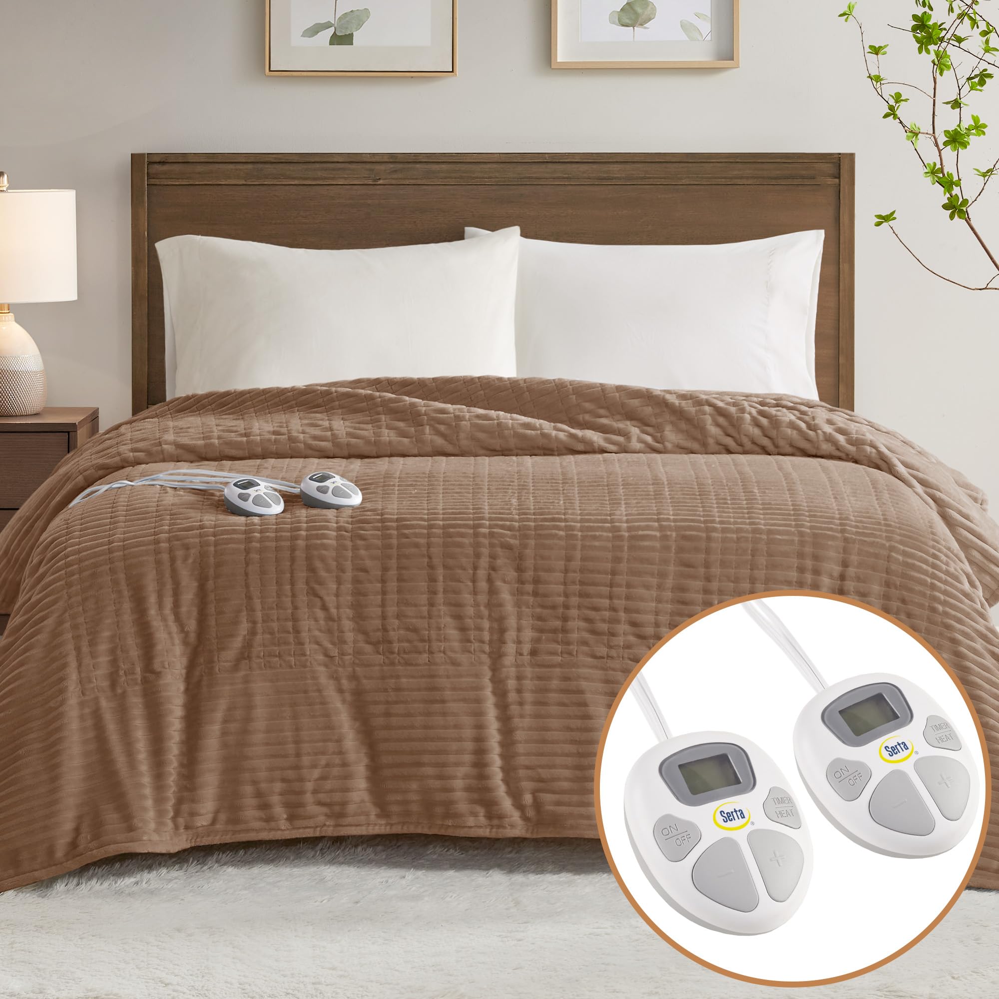 Amazon.com: Serta Electric Blanket, Soft, Ribbed, Plush Heating