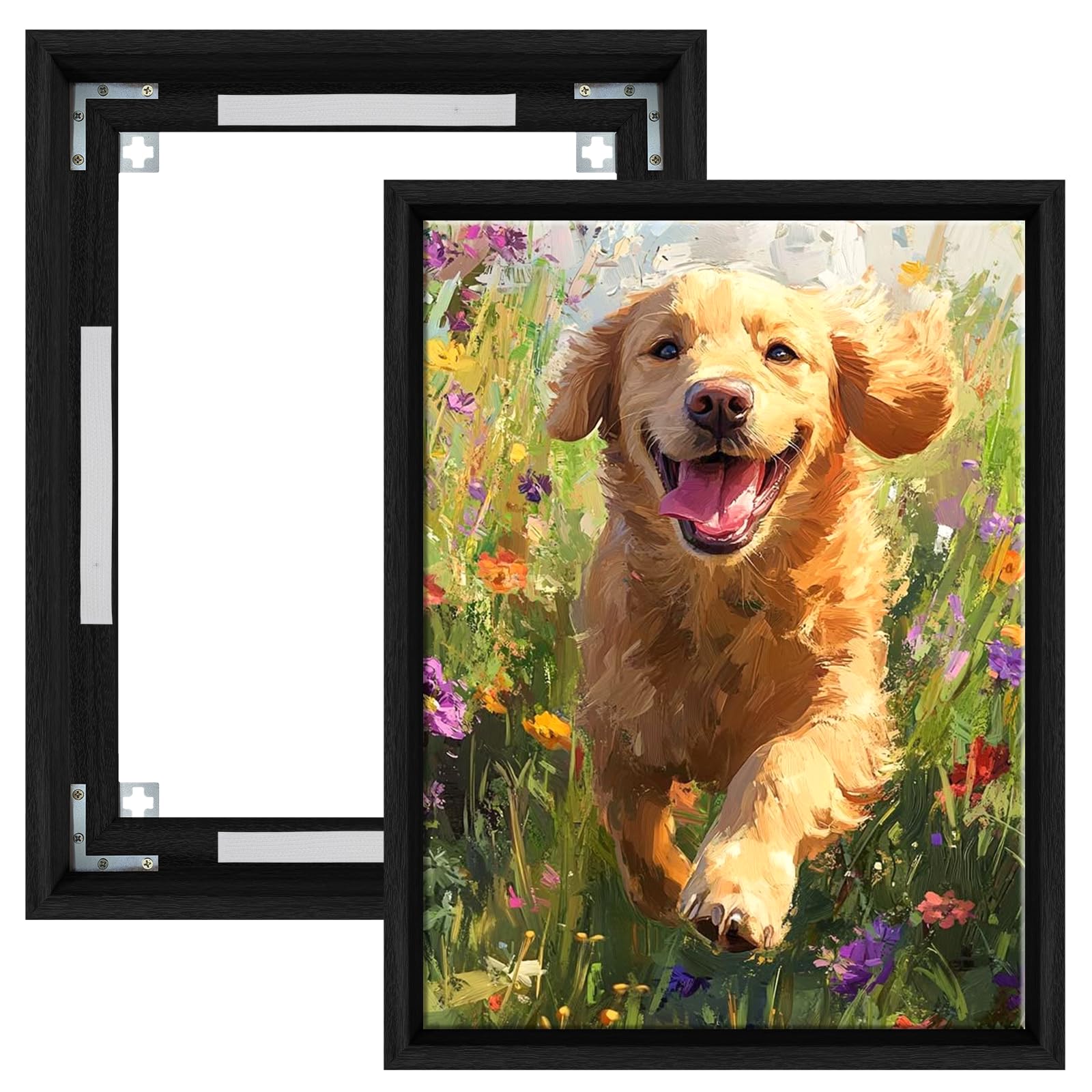 Wooden Floater Frame for 60x80cm Canvas Pantings,with 2.6cm Deep,Black