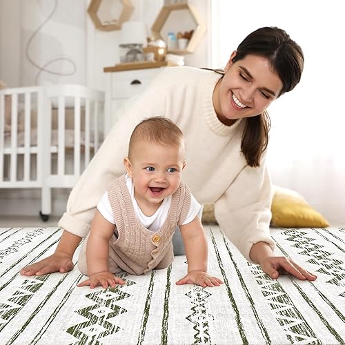 Miniatura 3 de Alfombra de área para sala de estar 5 x 7 pulgadas, grande, marroquí, suave, esponjosa, geométrica, lavable, para dormitorio, comedor, hogar,