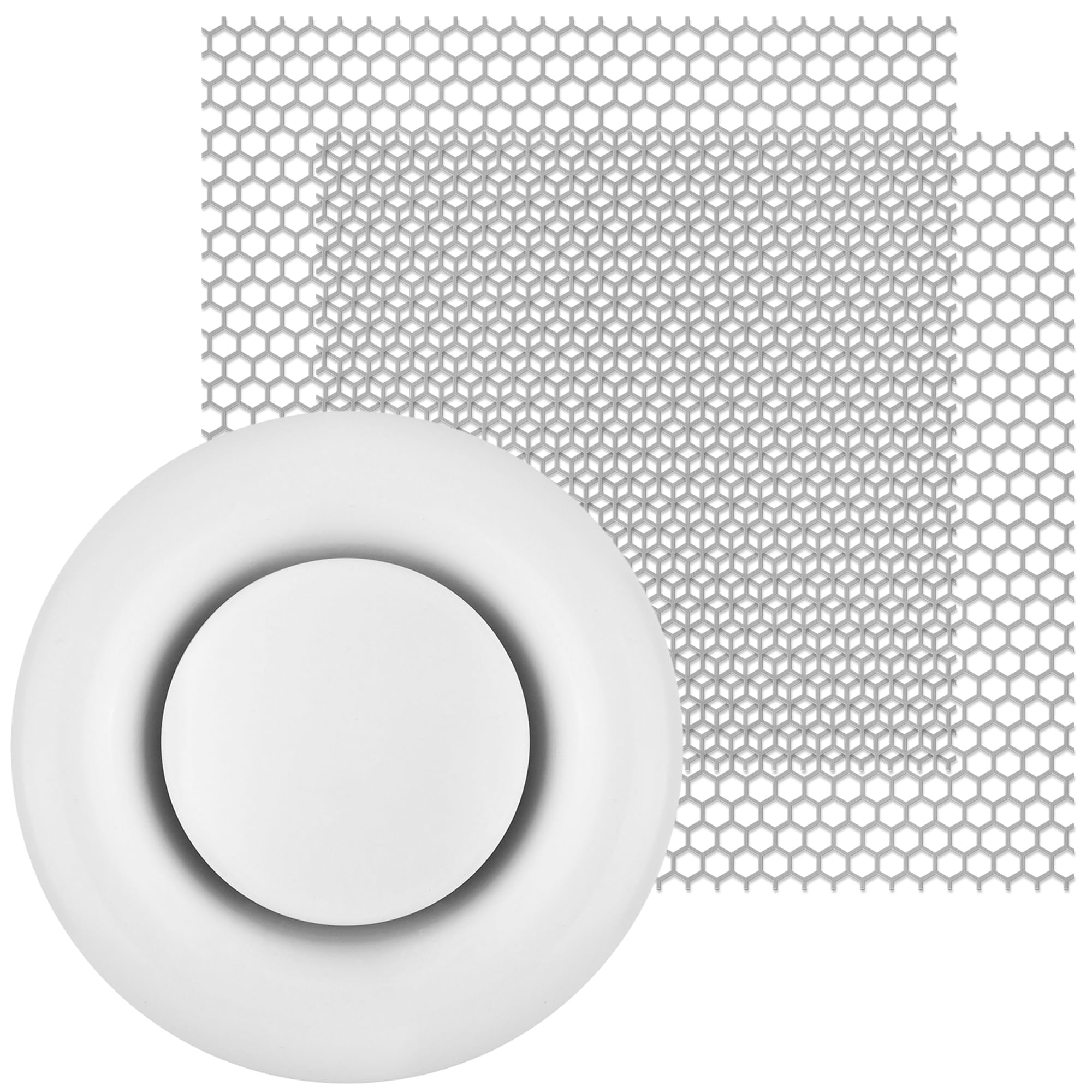 TVSA 5 Inch Round Ceiling Vent Cover Adjustable Soffit Vent and 2 Pack Bird Stop Dryer Vent Grill Screen Guard Insert Bundle