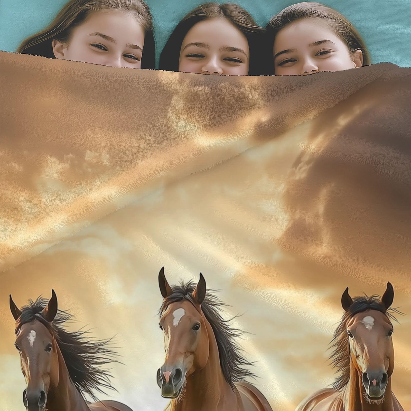 CozyRest Manta de Sofá y Cama de Felpa Súper Suave, Caballo Marrón de la Pradera Fotografía Natural 220 x 240 cm - Ideal para Hogar y Decoración