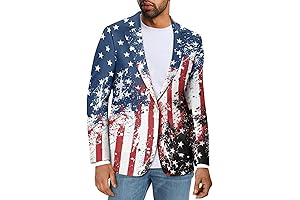 Men's Casual American Flag Blazer for Patriotism and Style