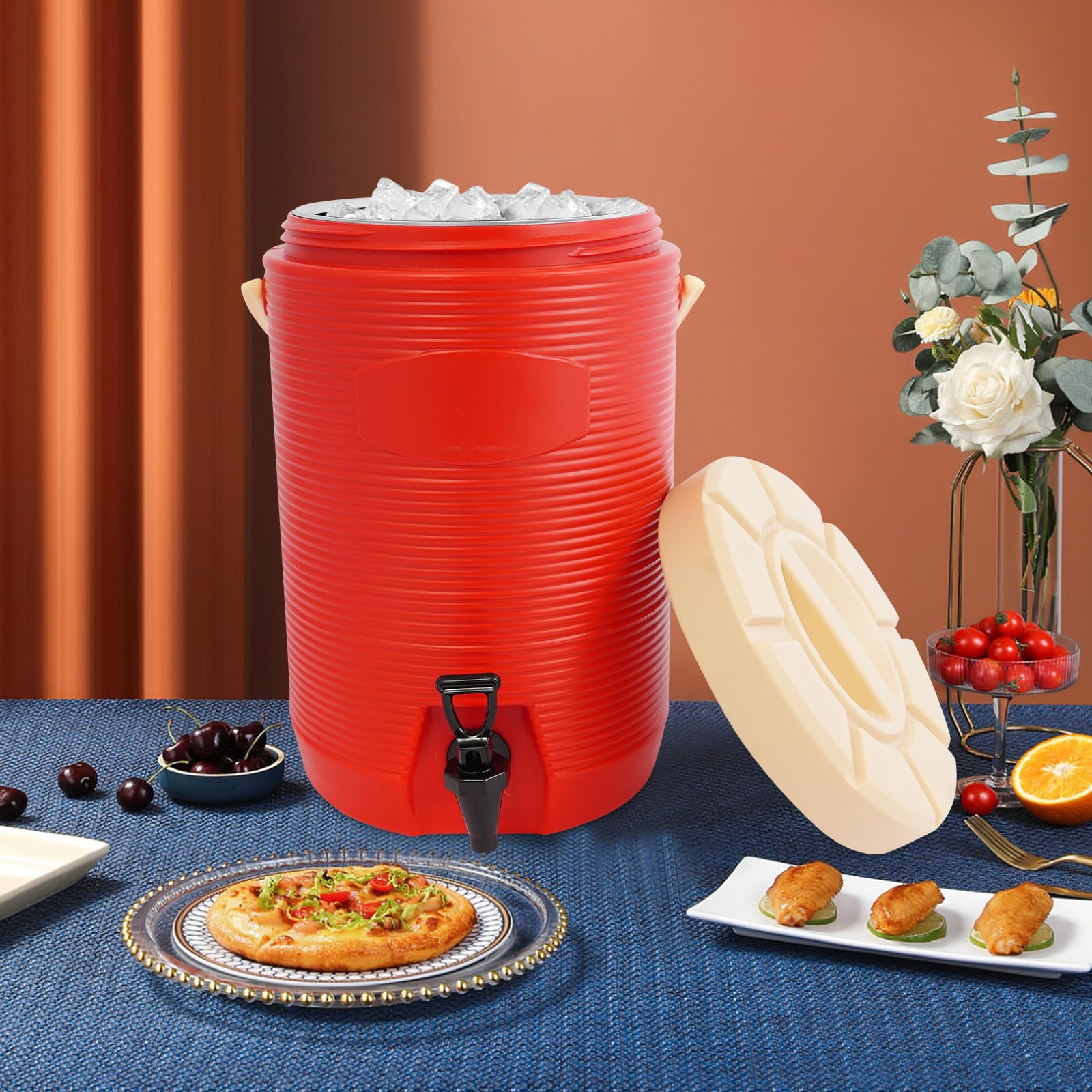 Dispensador de bebidas aislado de 15,4 L, termo, 8 horas de almacenamiento de calor, dispensador térmico para bebidas calientes y frías, con grifo para café, té o vino caliente