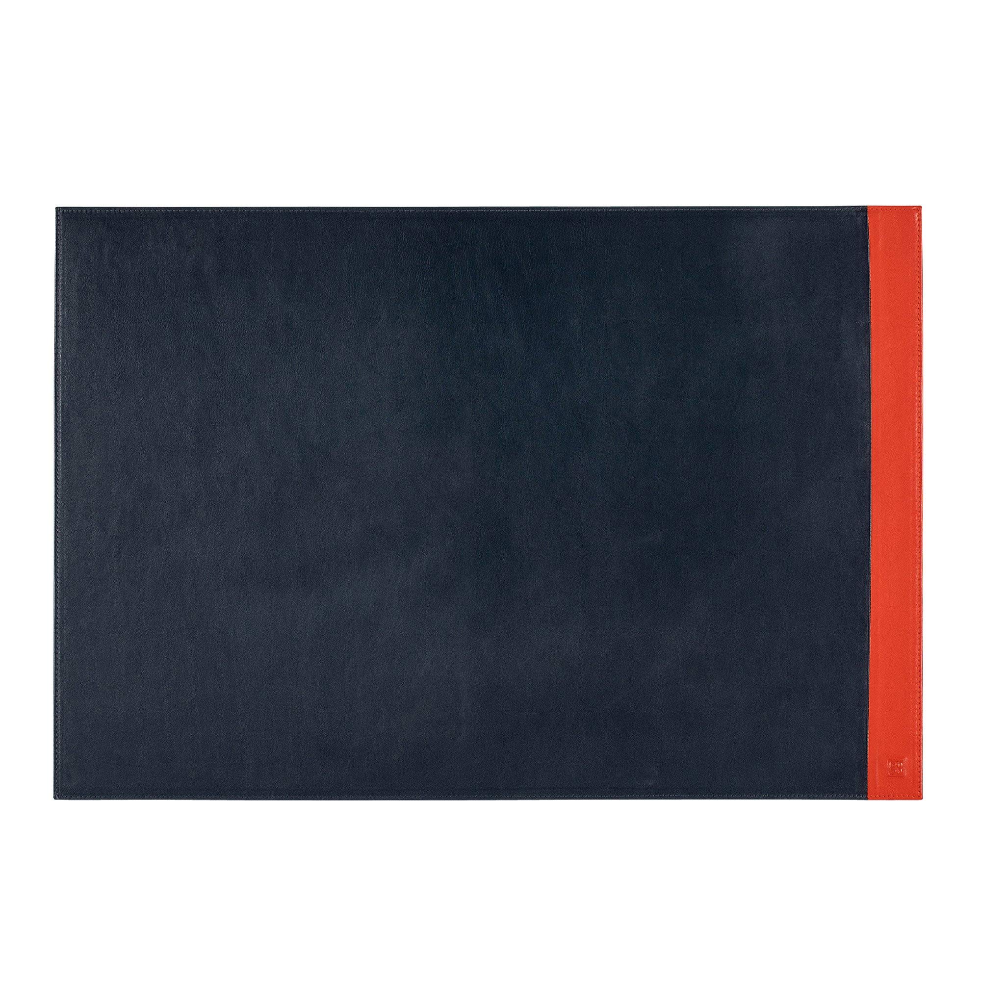 DUDU Sottomano da Scrivania Ufficio in Pelle Bicolore 650x440 mm Antiscivolo con Bordo Cucito Navy