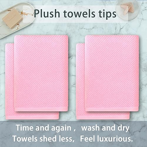 Miniatura 3 de VOOVA & MOVAS Juego de 4 toallas de baño rosas grandes de 30 x 56 pulgadas - 100% algodón, de secado rápido, ligeras, gruesas, suaves, absorbentes,