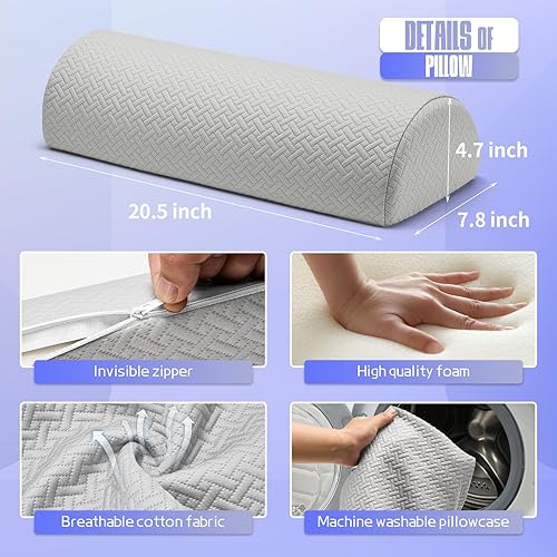 Miniatura 6 de Almohada de rodilla para dormir de espalda, almohada de apoyo debajo de las piernas para dormir de espalda, almohada de media luna para la parte