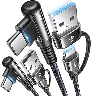 AINOPE USB C to USB C Charger Cable Fast Charging 100W 2 Pack 6.6FT Type C Fast Charger Charging Cord Right Angle Compatible with Samsung S23 Note 20 iPad Pro Air Mini MacBook Air Pro iPhone 15 Pro