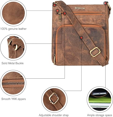 Miniatura 5 de ESTALON Bolsos cruzados de cuero para mujer - Bolsos cruzados de moda - Bolso cruzado de cuero para mujer - Bolso bandolera para mujer