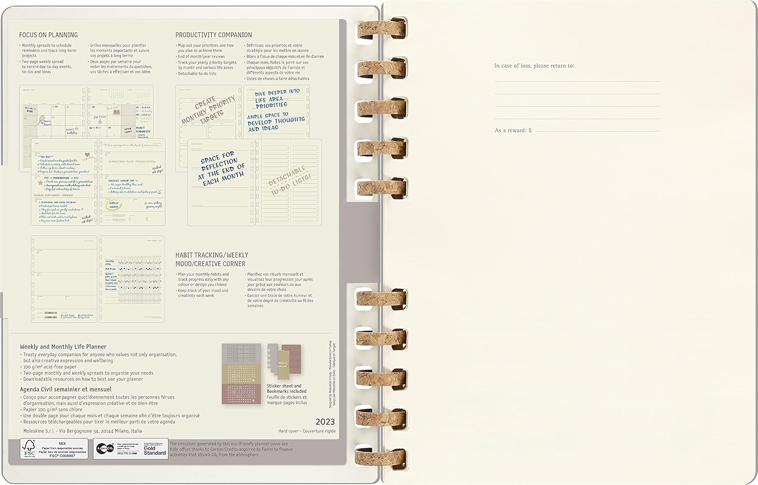 Buy Moleskine 2023 Spiral Planner, 12M, Extra Extra Large, Remake Smoke