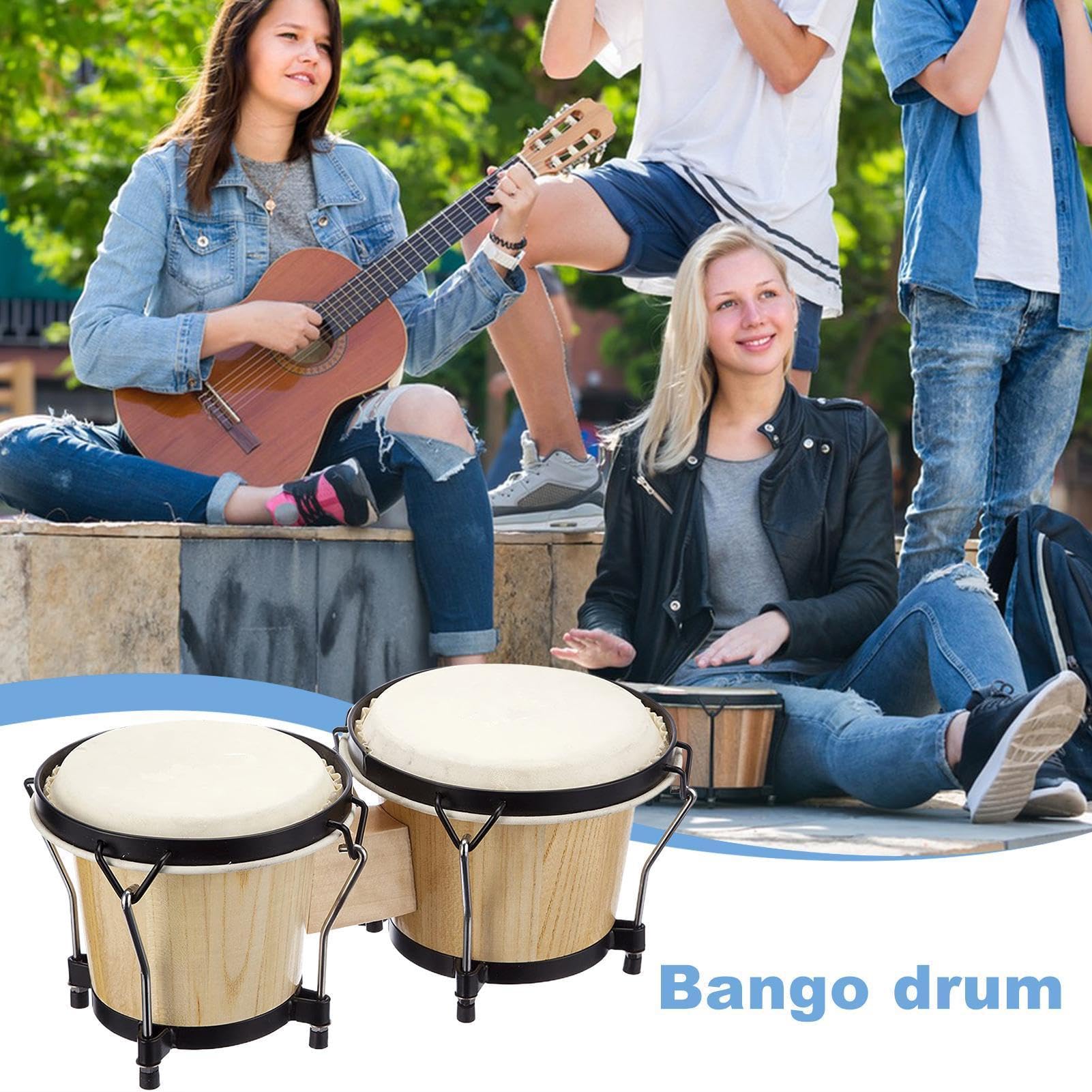 Tambores de Bongó de Madera Instrumento Percusión Rítmico Educativo Tambor | Tambor manual de madera Niños, Adultos, Principiantes, Estudiantes, Educación Musical Y Práctica Ritmo