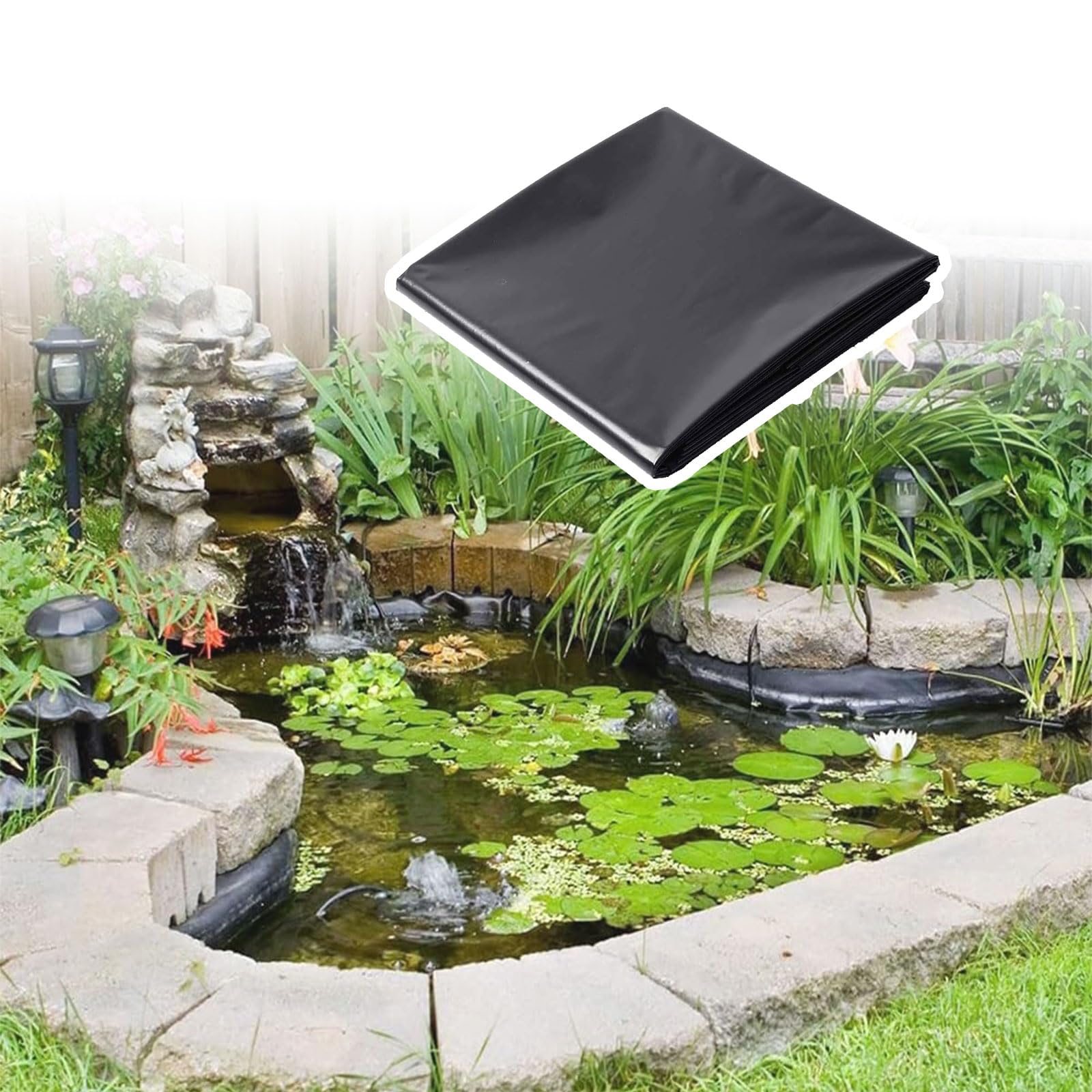 Telo di copertura per laghetto, resistente ai raggi UV, resistente alle intemperie, 3 x 8 m, nero, rete per laghetti, fontane, giardini acquatici, laghetti da pesca e cascate