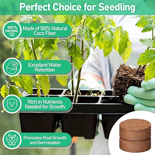 Miniatura 3 de Legigo 100 Piezas 30mm de Fibra de Coco Pellets Mezcla de Suelo para Inicio de Semillas - Pods de Suelo de Fibra de Coco Orgánico para Plántulas