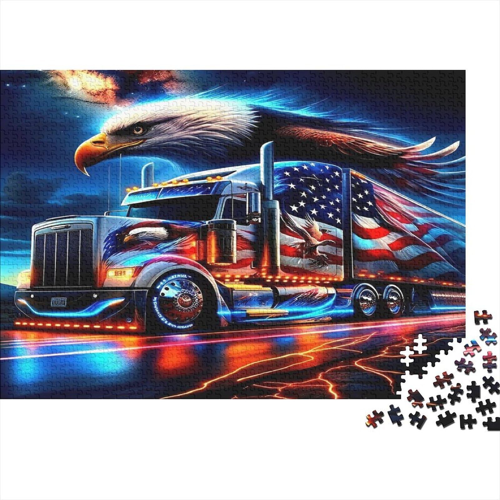 Truck Puzzle Adult 1000 Pieces Paper Eagle Jigsaw Game Focus Home Decor Gift Leisure 52x38cm/1000pcs — image 1