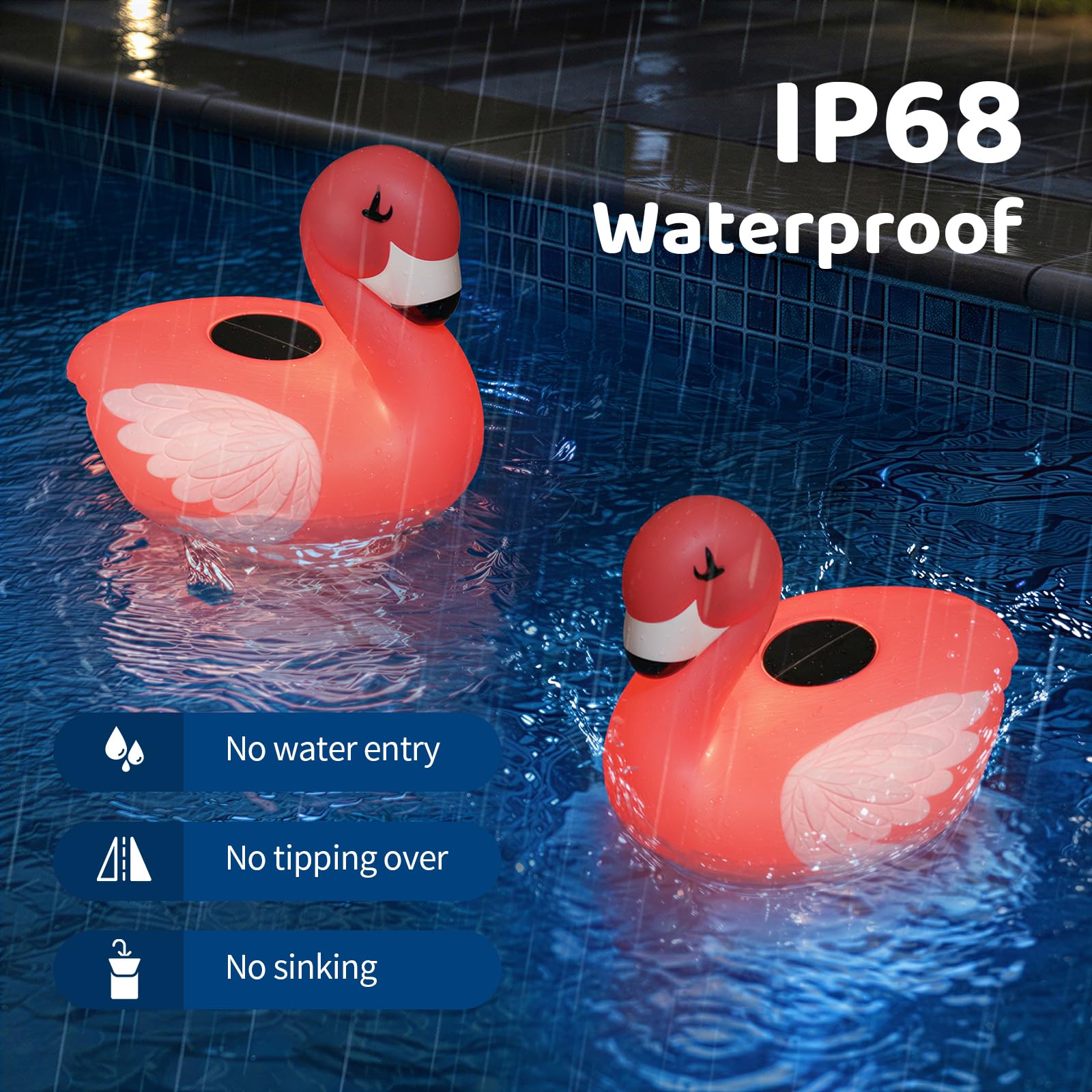 Housolution Solar Pool-Chlor-Floater,chwimmender Chlorspender mit Licht,passt 4x3in-Tabletten,einstellbare Freisetzung,einfache Öffnung & Anti-Sinken,Tablettenfloater für Pool,Whirlpool & SPA,Flamingo