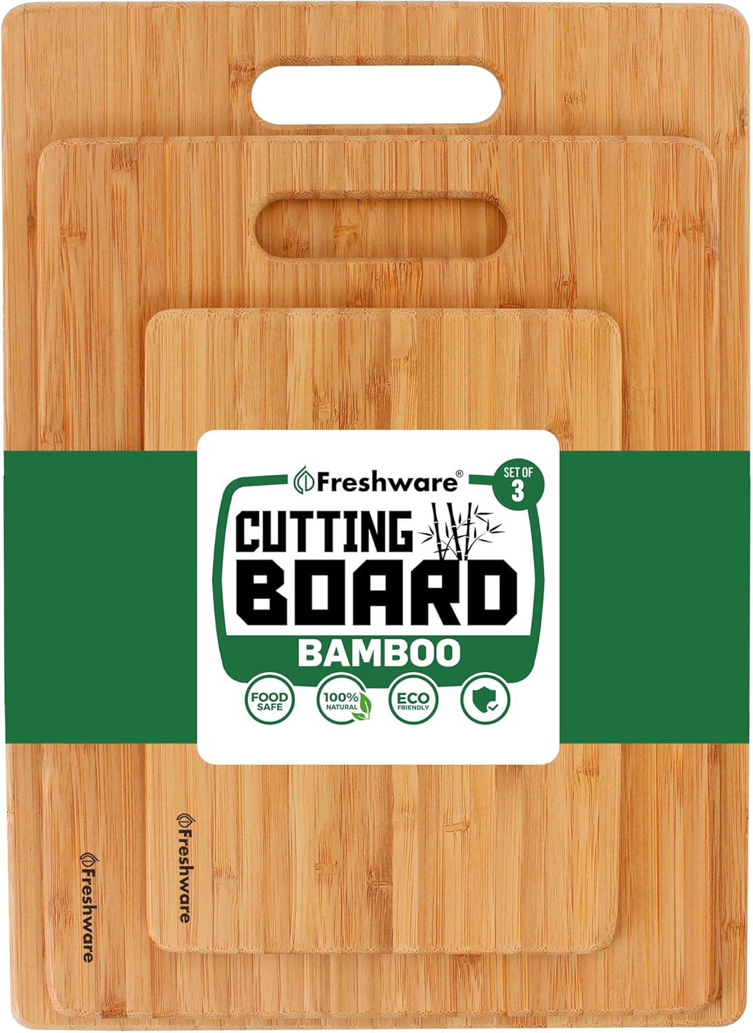 Bamboo Cutting Boards for Kitchen [Set of 3] Wood Cutting Board for Chopping Meat