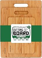 Freshware Bamboo Cutting Board Set of 3 - Knife-Friendly Food-Grade Chopping Boards, Lightweight with Hanging Hole, Kitchen Essential