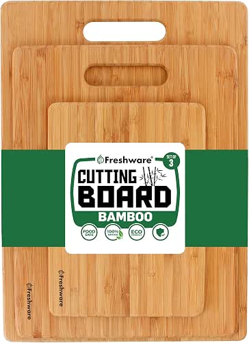 Freshware Bamboo Cutting Board Set of 3, Wooden Cutting Boards