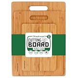 Bamboo Cutting Boards for Kitchen &lbrack;Set of 3&rsqb; Wood Cutting Board for Chopping Meat&comma; Vegetables&comma; Fruits&comma; Cheese&comma; Knife Friendly Serving Tray with Handles