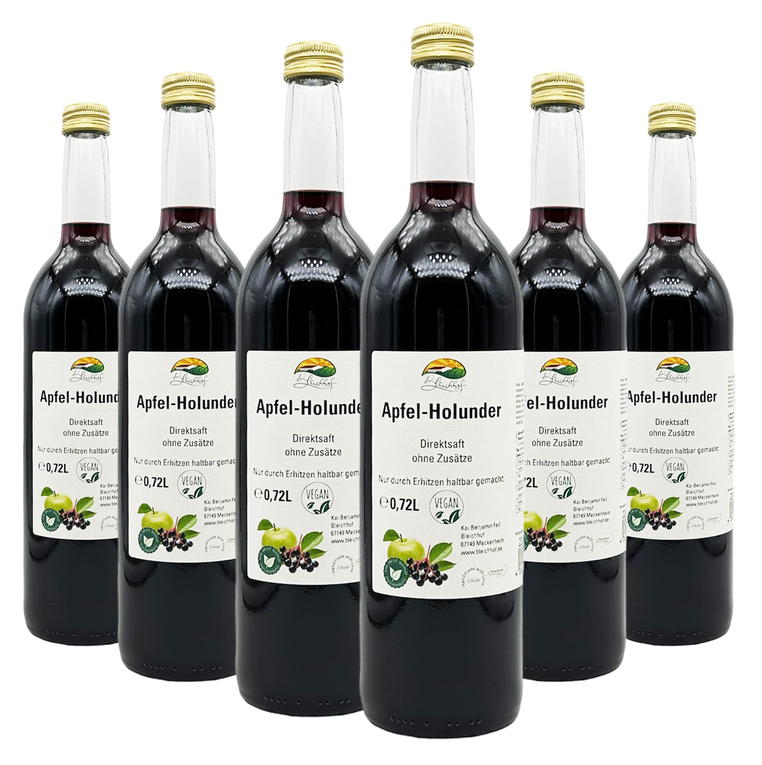 BLEICHHOF® Apfel-Holunder - Direktsaft, vegan (6x0,72l)