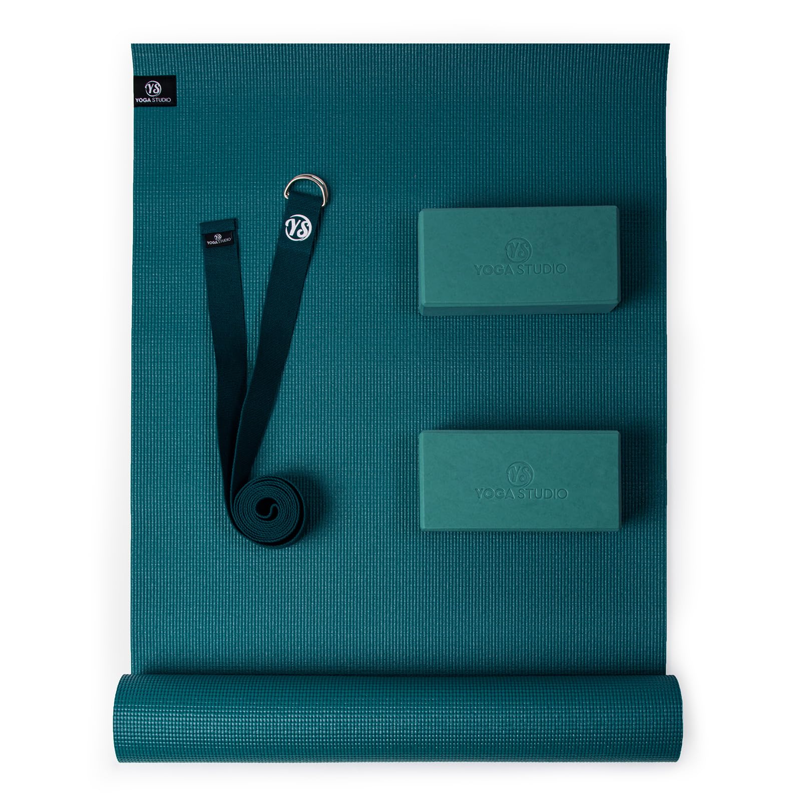 Yoga Studio OEKO-TEX Starter Yoga Set, Yogamatte, 2 x EVA Yoga Steine und Yoga Gurt für Zuhause, Fitnessstudio, Yoga Training