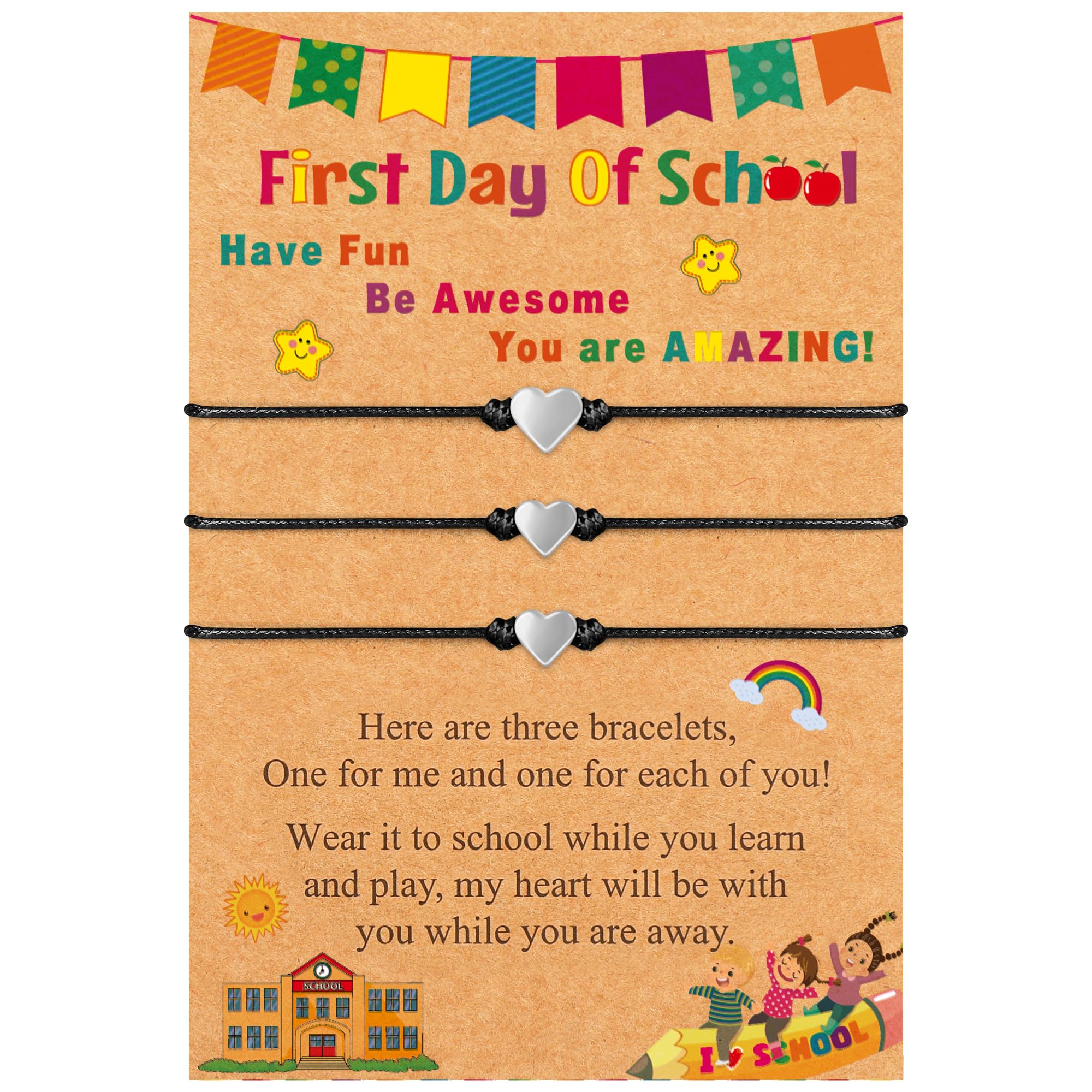 EOBOH First Day of School Bracelet Mommy and Me, Prek Matching Wish Bracelets Set, Adjustable Bracelet for Boys Girls Gifts Stuff Bulk