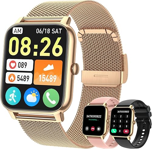 Reloj inteligente para mujeres y hombres Fitness (llamadarespuesta de llamada) Bluetooth Smartwatch para teléfonos Android iPhone, impermeable,