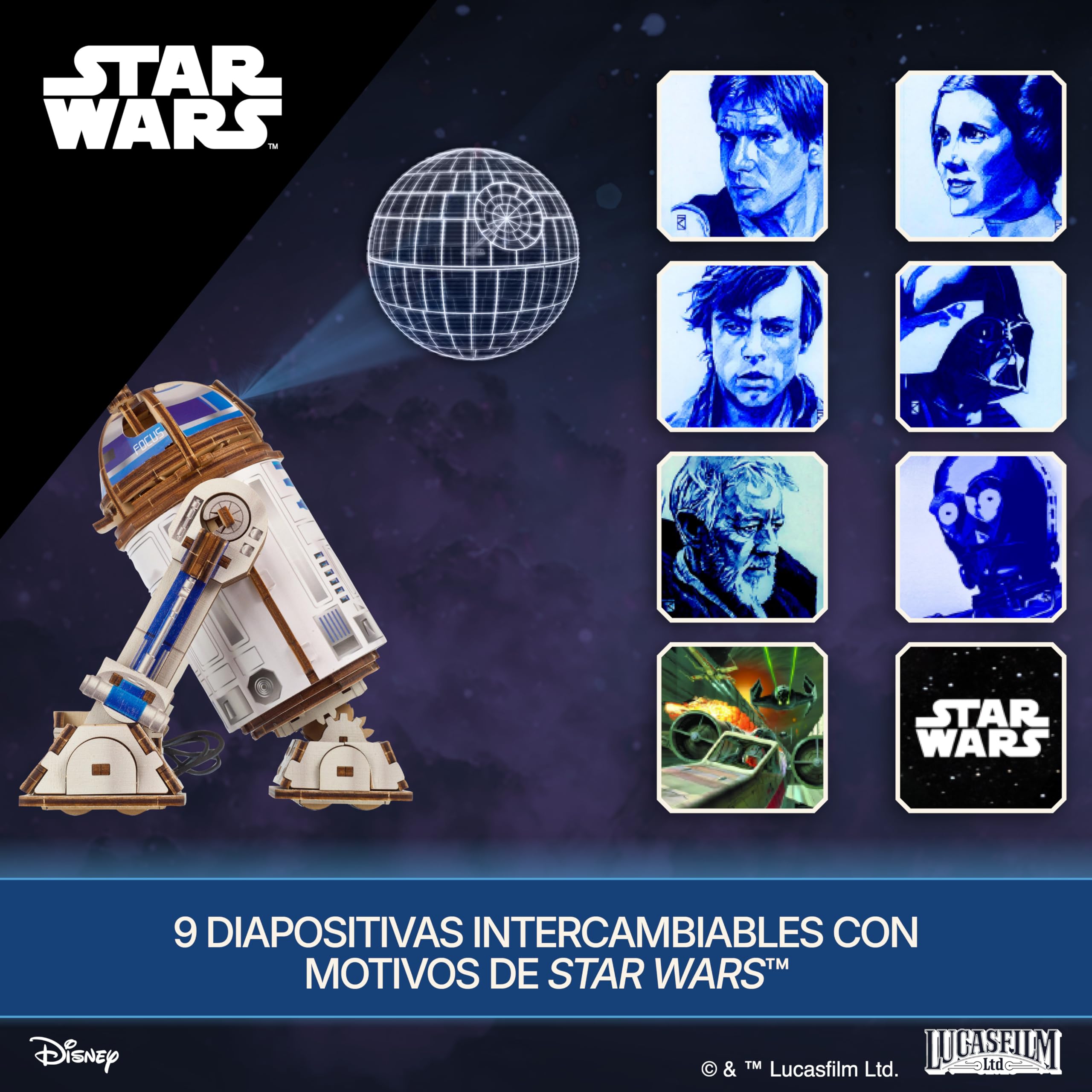 UGEARS Star Wars ™ R2-D2 ™ - Puzzle 3D, maquetas para Construir Adultos, Kit Manualidades Adultos, maquetas para Montar, Puzzle Madera, modelismo, Figuras Star Wars, r2d2 La Guerra de Las Galaxias