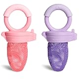 Baby Feeder for Fresh Food and Fruit, 2 Pack, Coral/Purple