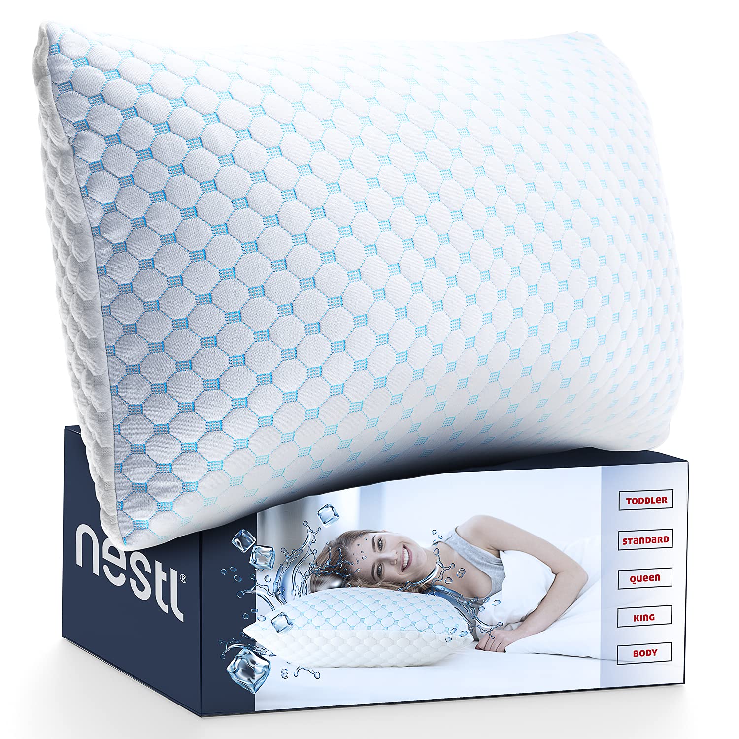 Nestl Bedding Coolest Pillow Heat and Moisture Reducing Ice Silk and