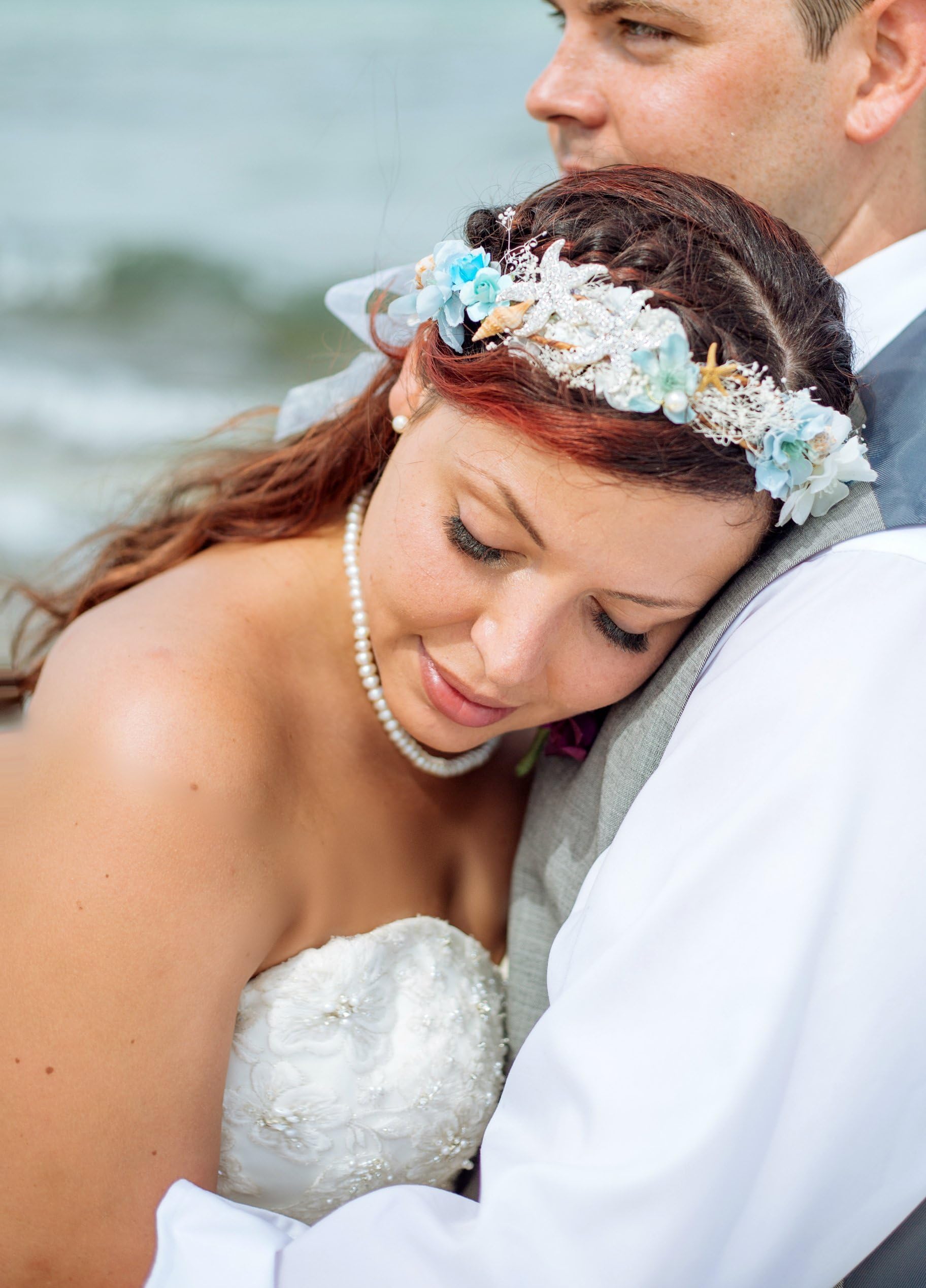 Beautiful Beach Crown, destination wedding, blue, starfish