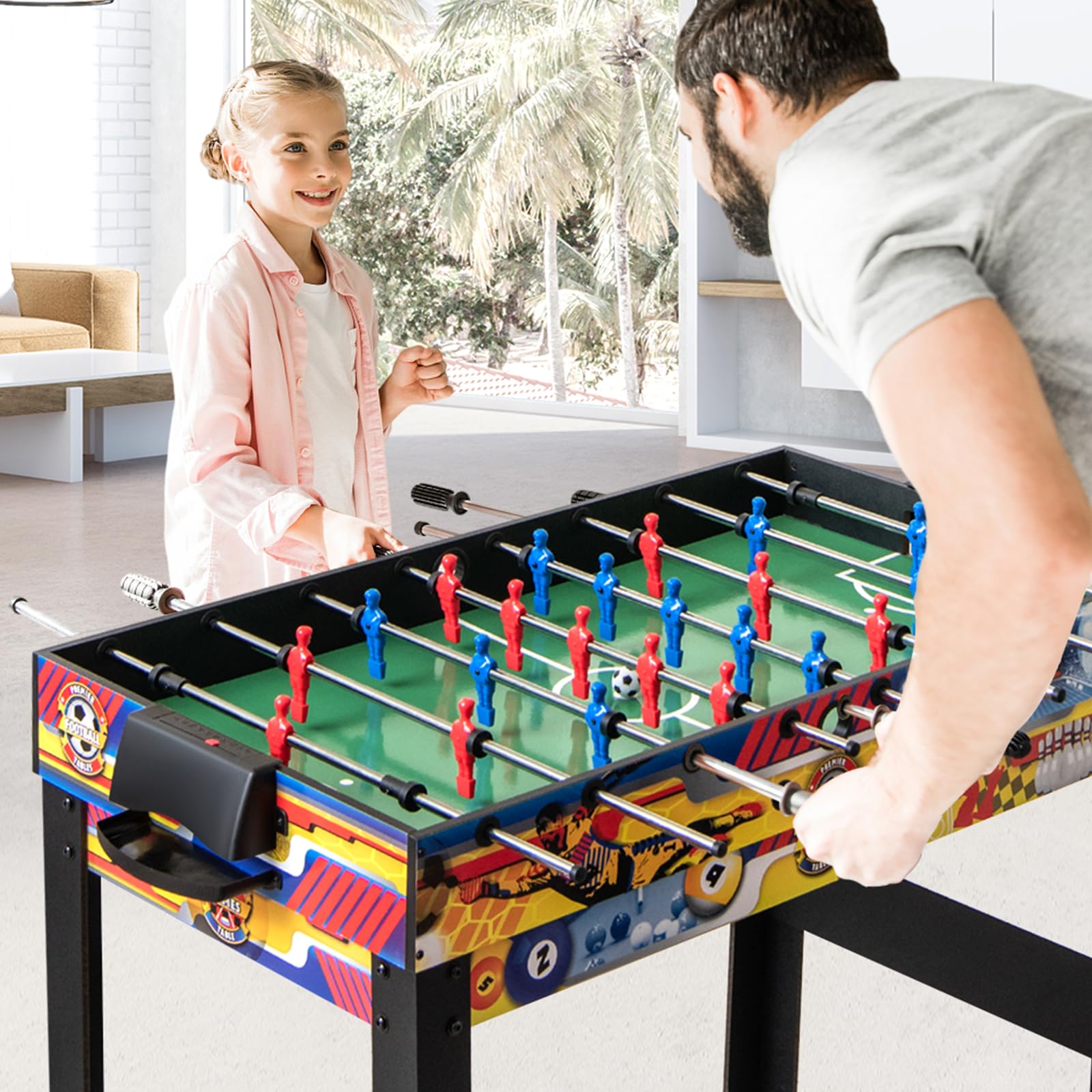 GYMAX Tavolo da Gioco 12-in-1 Combinato, Tavolo Multi-Gioco da 121 cm con Calcetto, Biliardo, Ping Pong, Hockey, Bowling, Shuffleboard e Altro Ancora, Set Tavolo Combo per Bambini e Adulti