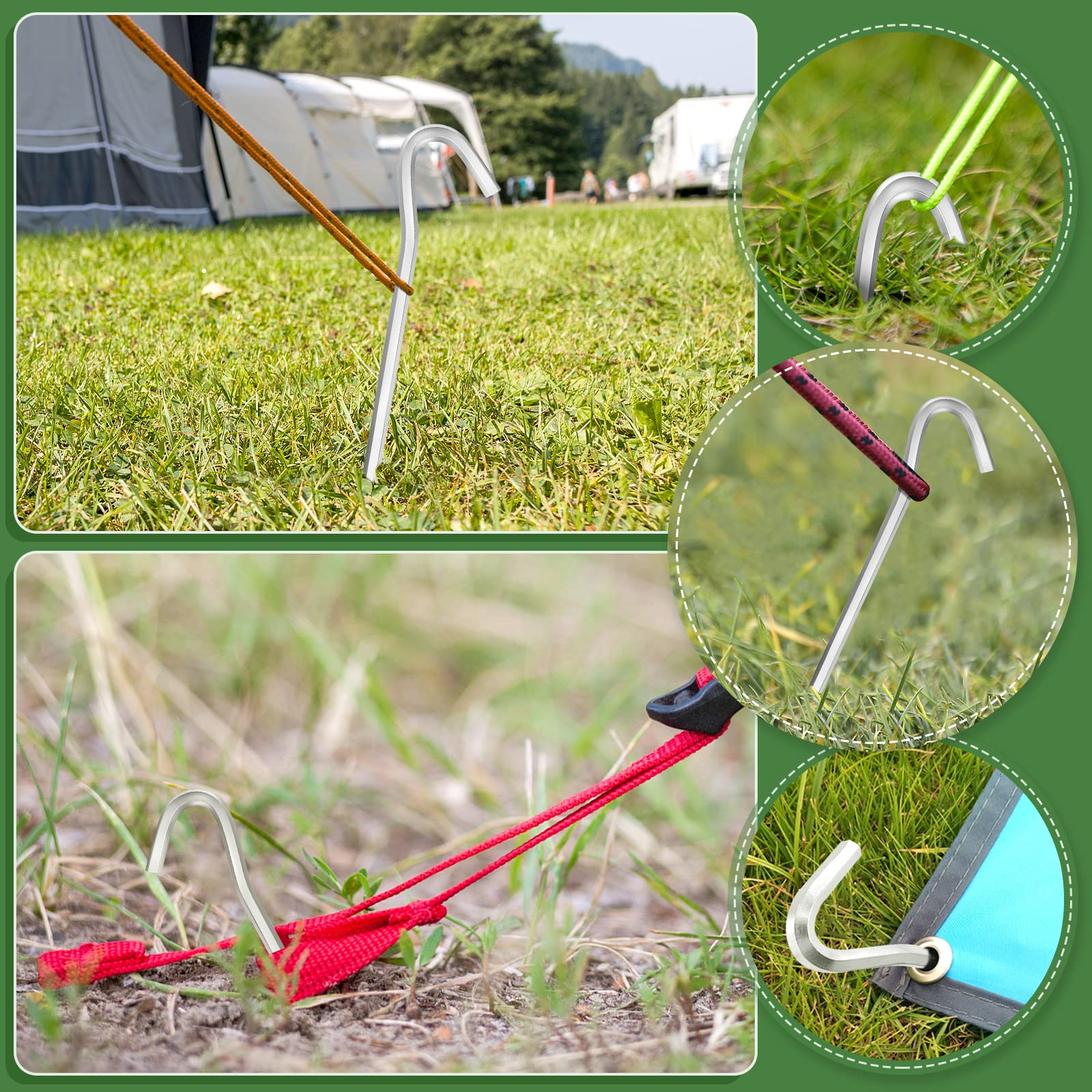 Picchetti per Tenda, Picchetti Campeggio, 18cm Tende in Metallo Picchetti, picchetti in Alluminio per Pavimenti duri per Giardino, Campeggio, Pesca e Tende, 6 pezzi