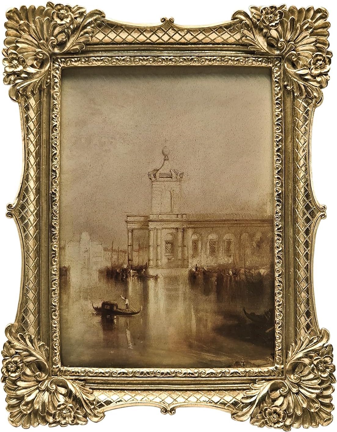 5x7 Vintage Picture Frame, Antique Gold Ornate Photo Frame for Wall Hanging or Tabletop Display, Retro Home Decor, Photo Gallery Art