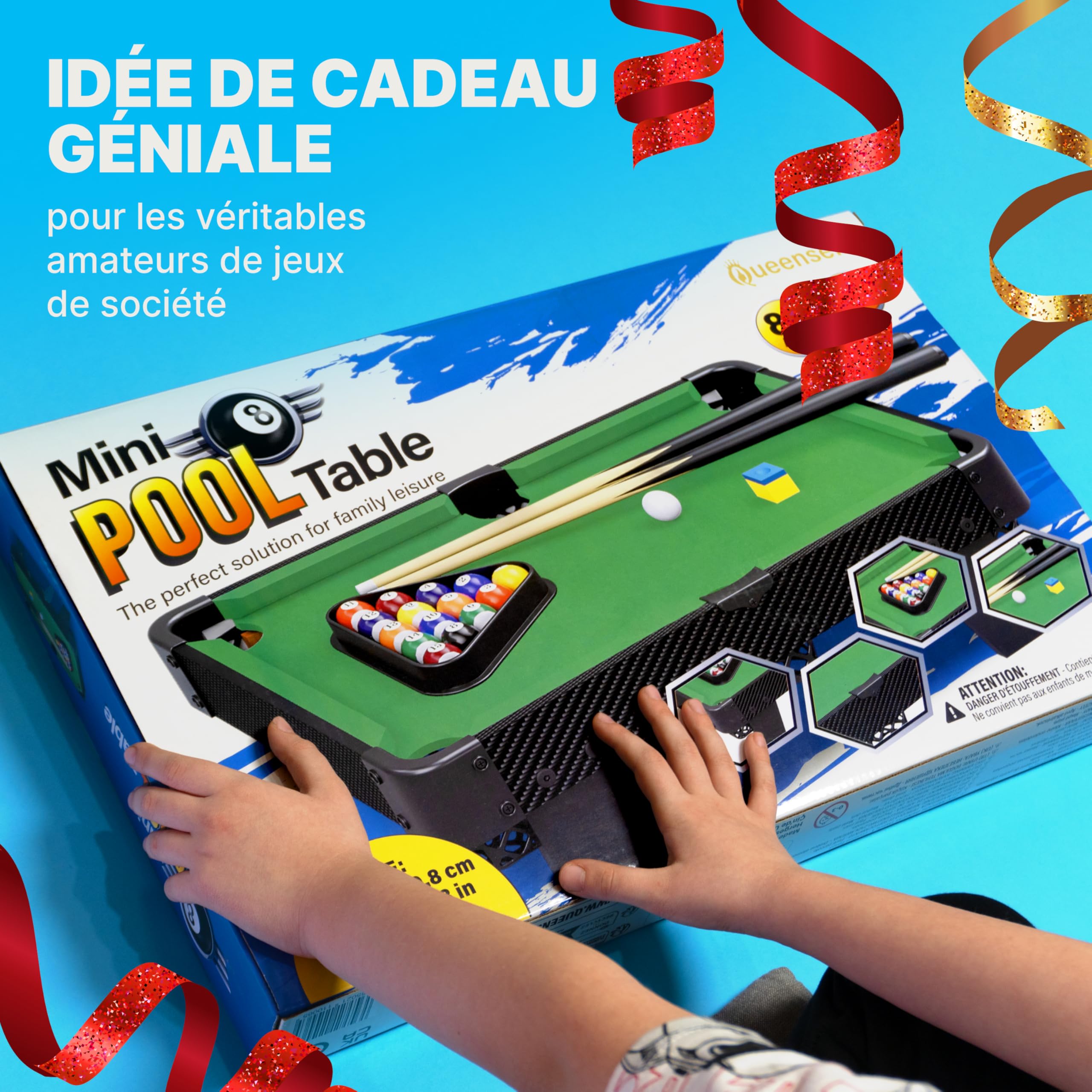 Table De Jeu – Mini Table De Billard de 50 cm, Petite Tables de Pool pour Soirées Jeux en Famille – Assemblage Simple Requis