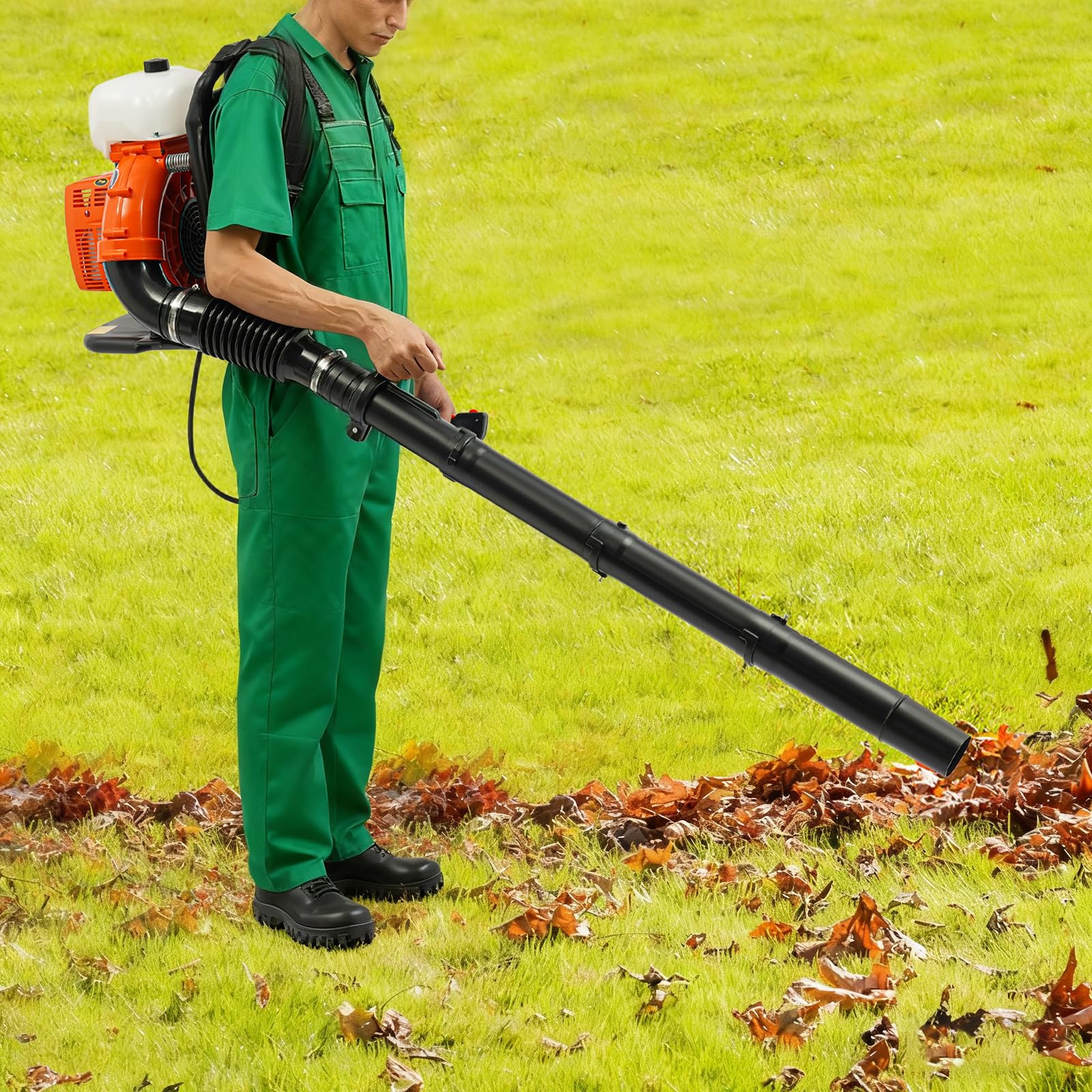 Soplador de hojas de gasolina extraíble, soplador de motor de 2 tiempos perfecto, soplador de hojas mochila de 41,5 cm con flujo de aire de 508,5 cfm, para áreas grandes - soplador trasero soplador de