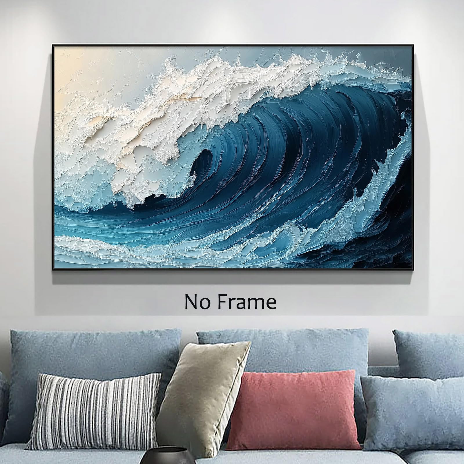 Amazon.com: Abstract Ocean Waves Wall Art Navy Blue and