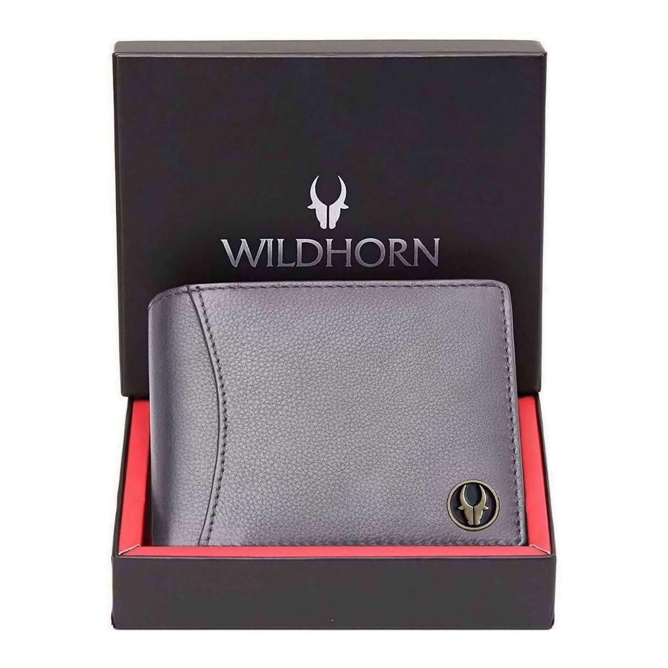 WildHorn Rfid Protected Leather Wallet For Men, Grey