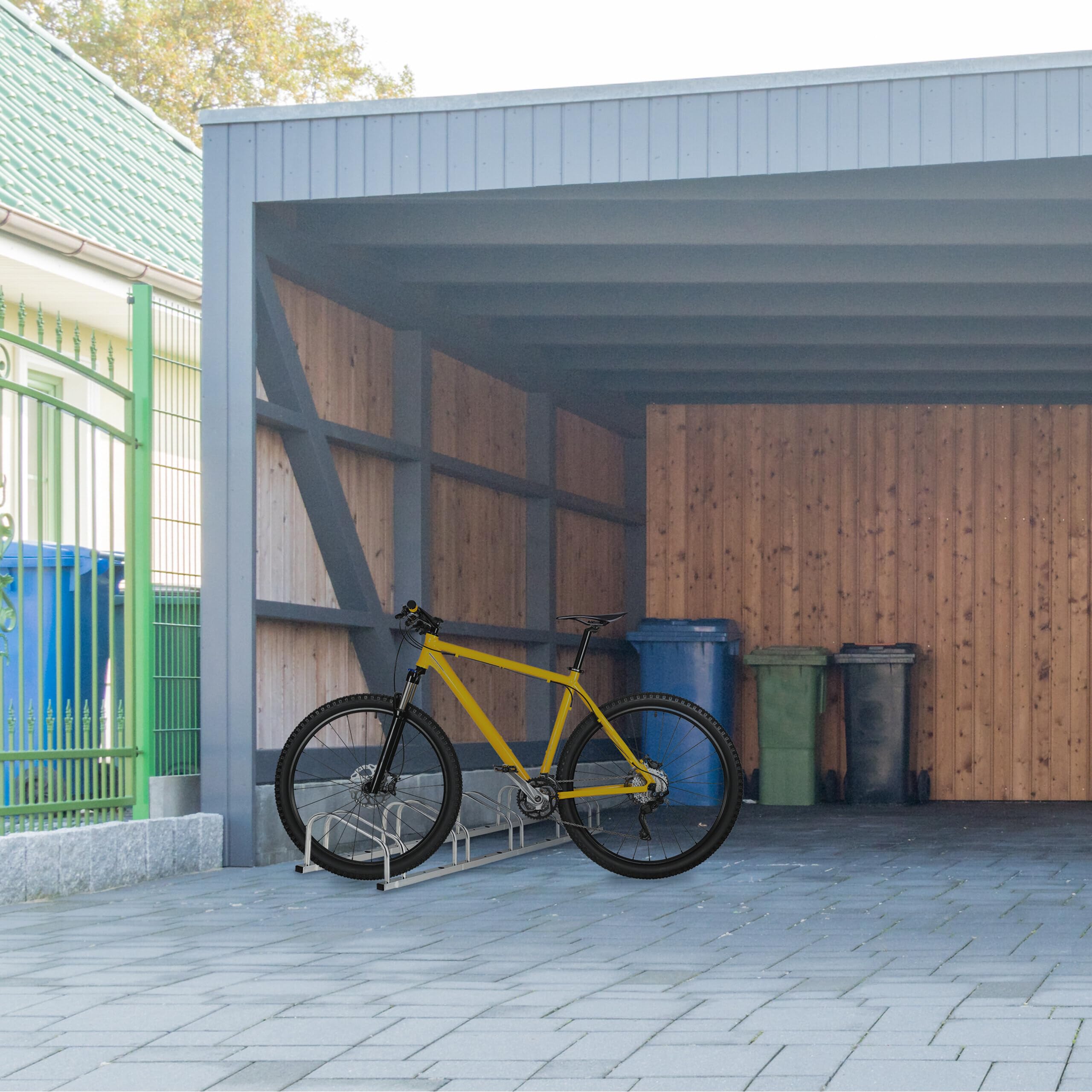 Relaxdays Portabici Da Terra - Supporto Per 5 Biciclette, Incluso E-bike, Ruote Fino 50 Mm